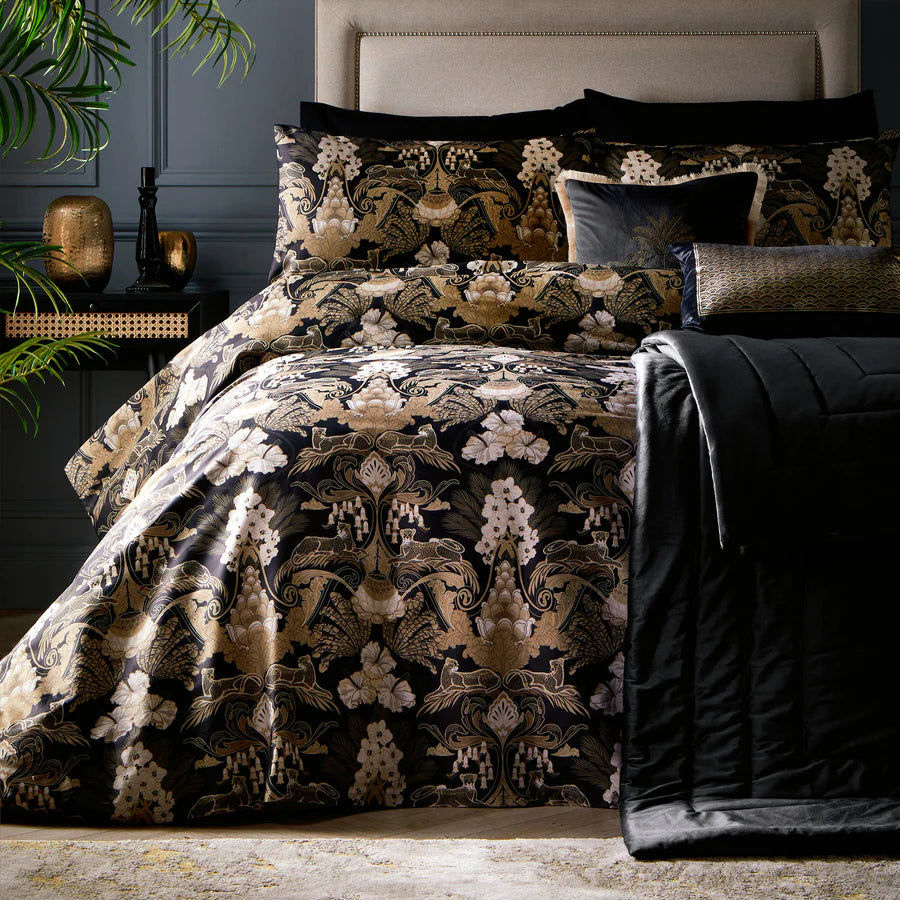 Laurence Llewelyn Bowen Suburban Jungle Duvet Cover Set - Black | Luxury Bedding Collection | Perfect for Modern Bedrooms & Guest Rooms