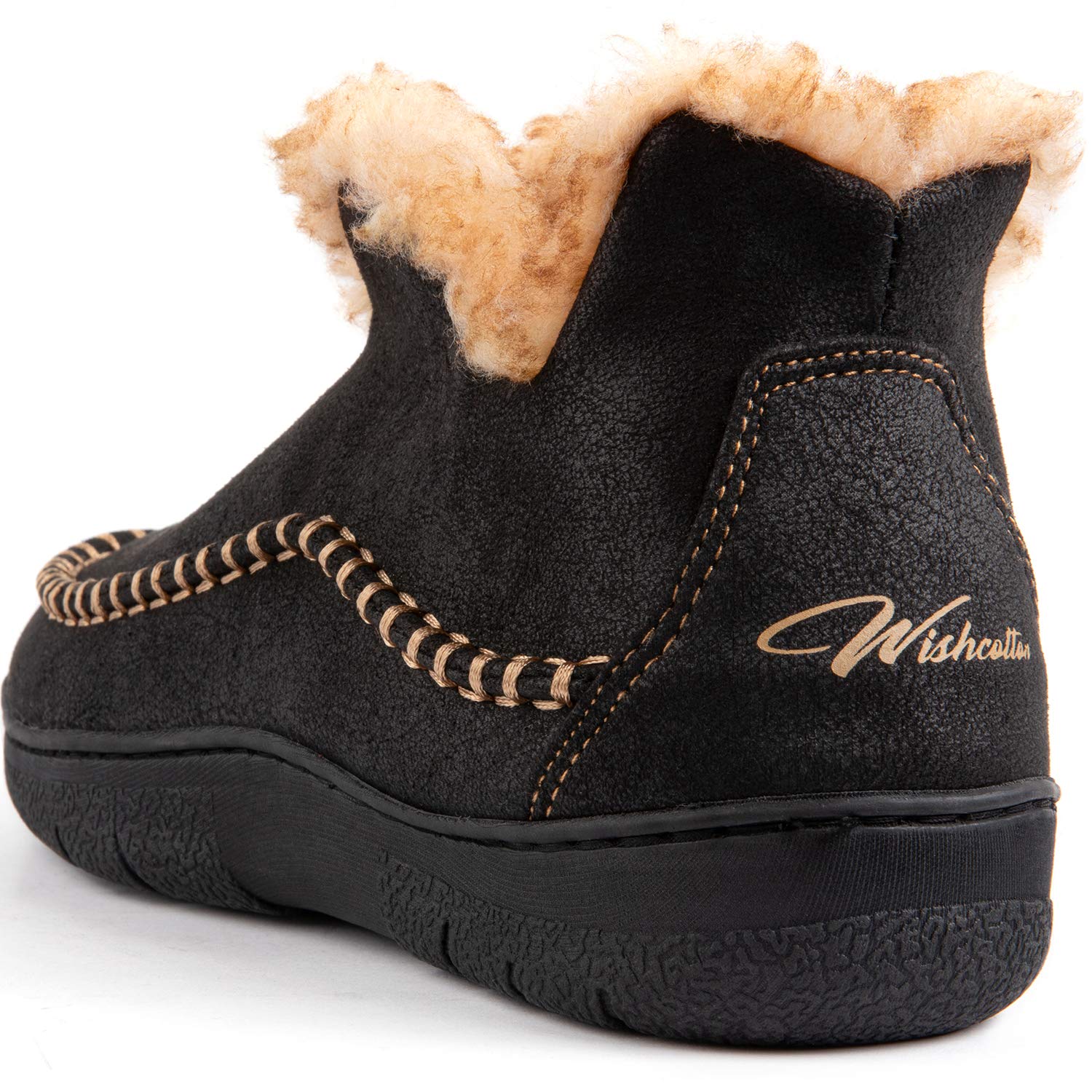 Men's Camelback Faux Wool Lined Bootie - Winter Warm Slip On Shoes for Men, Comfortable Indoor/Outdoor House Slippers - Perfect for Home, Office & Travel