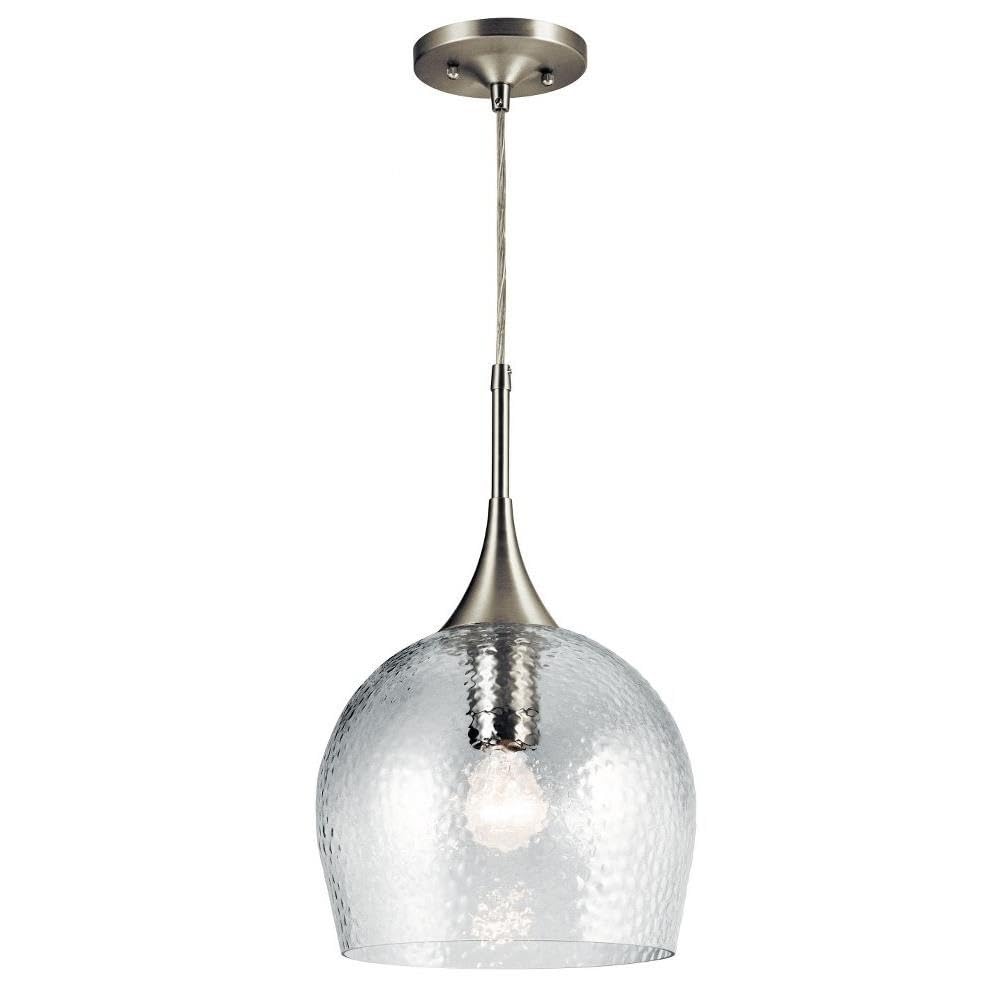 Kichler 43537NI Modern One Light Pendant - Sleek Single Bulb Hanging Fixture for Kitchen Island, Dining Room, or Entryway Lighting