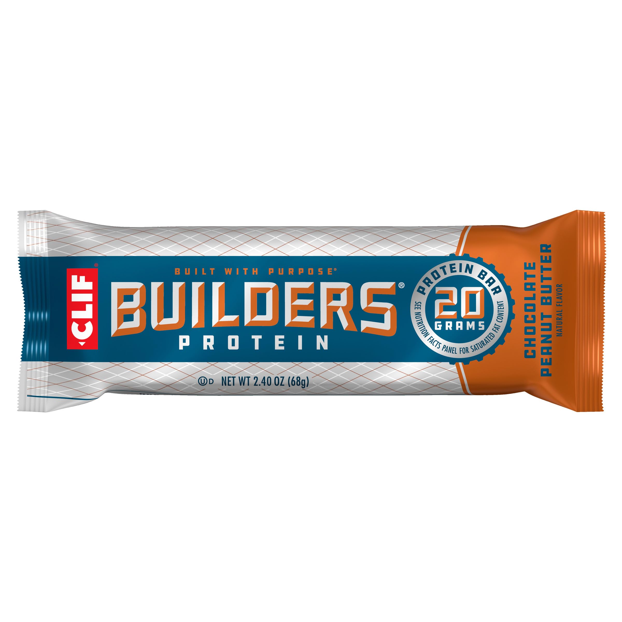 CLIF Builders Protein Bar - Chocolate Peanut Butter Flavor - 20g Protein, Gluten-Free, Non-GMO, Low Glycemic - 2.4 oz - Perfect for Post-Workout Recovery, Hiking & On-the-Go Snacking