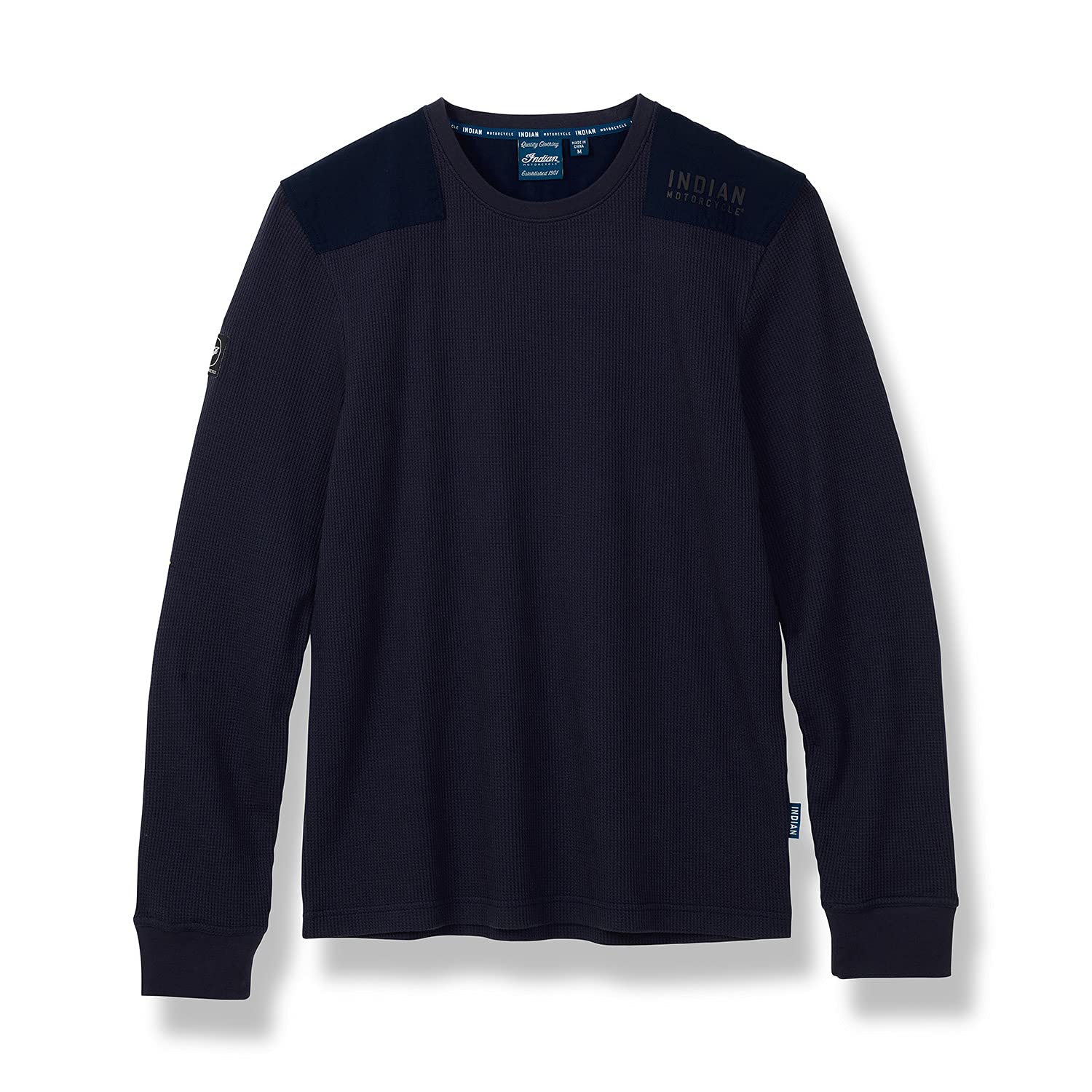 Indian Motorcycle Men's Block Logo Waffle T-Shirt - Navy Blue Casual Cotton Tee for Riding & Everyday Wear | Style #2861641