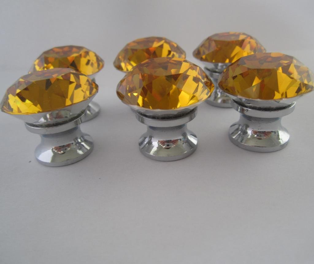 30mm Crystal Glass Cabinet Knobs - Amber Drawer Pull Handles (Pack of 6) for Dressers, Cabinets & Furniture - Elegant Home Decor Upgrade