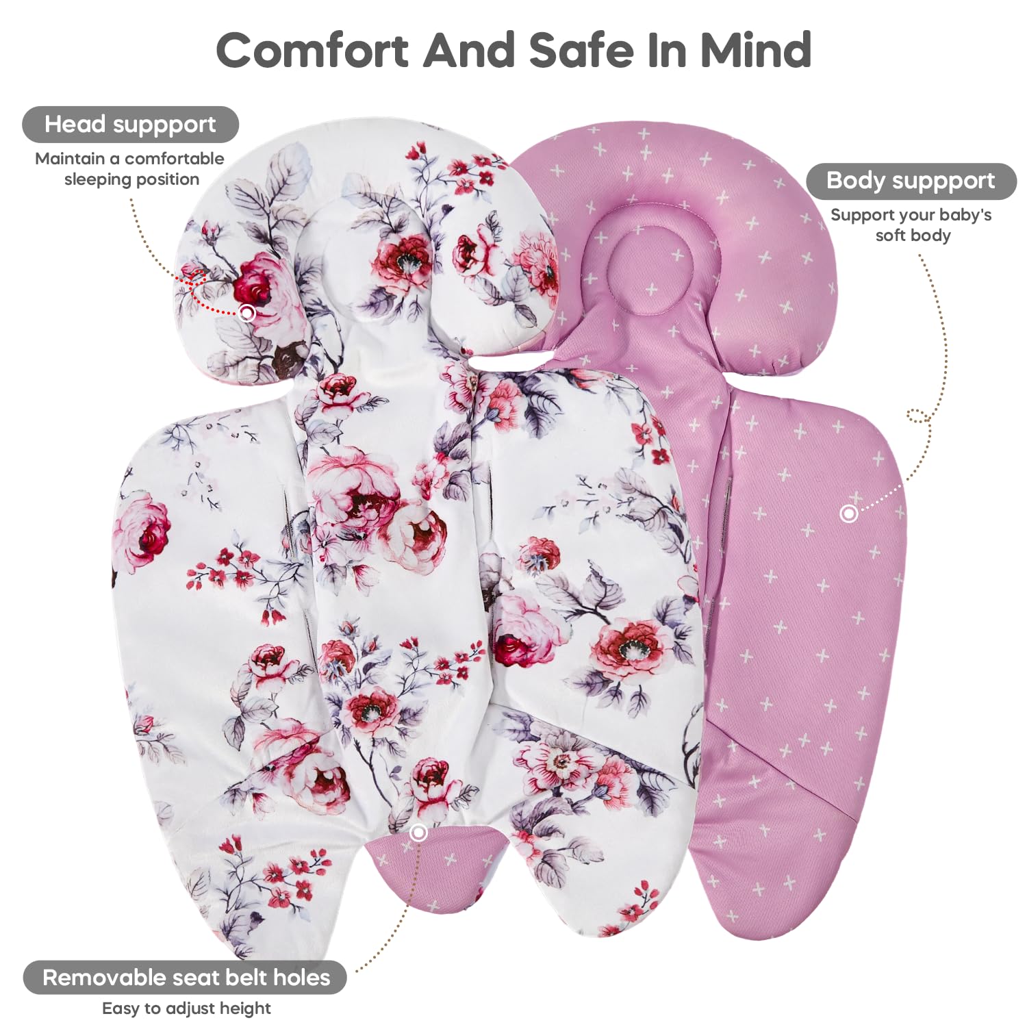 4moms Mamaroo & Graco Swing Infant Insert - Newborn Head & Body Support Cushion with Breathable Soft Fabric - Universal for Baby Swings, Car Seats & Strollers - Perfect for Napping, Traveling and On-the-Go Comfort