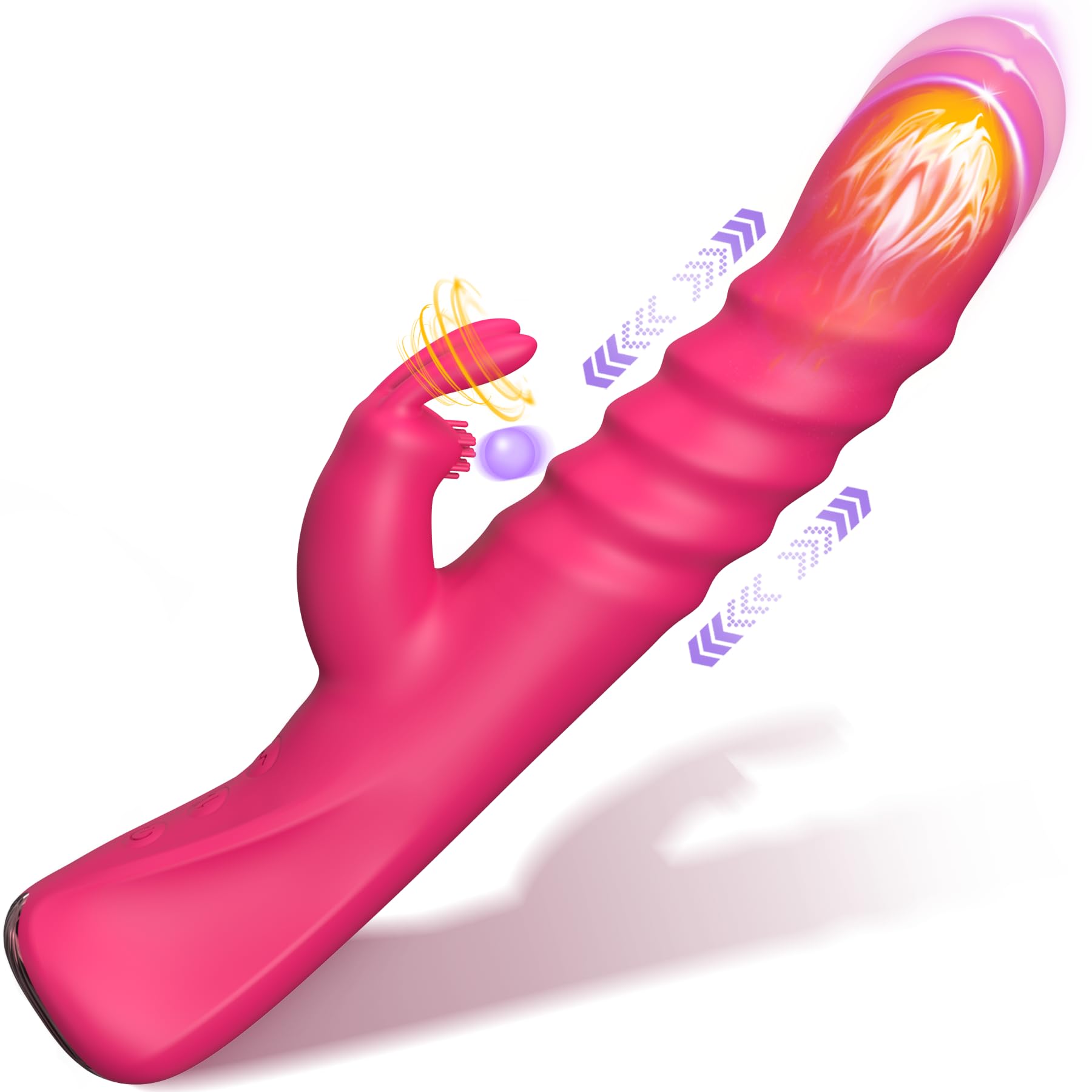 BOMBEX Haley G-Spot Vibrator - Curved & Flexible Rabbit Sex Toy with Pulsation & Raised Nubby Ticklers, Dual Control Clitoral Stimulator for Women - Perfect for Solo Play & Couples Intimacy (Rose Color)