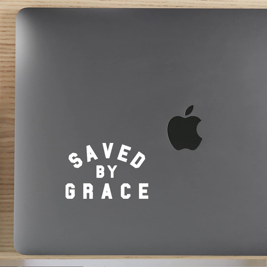Christian Saved By Grace (White) - Set of 2 Premium Waterproof Vinyl Decals - Laptop, Phone, Helmet, Car Window Stickers - Perfect for Home, Office & Gift Giving