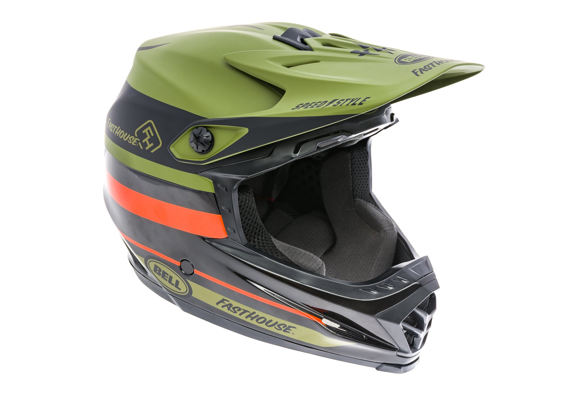 Bell Full-9 Fasthouse Full Face Helmet - Medium (55-57cm) | Green & Orange Motocross Helmet for Off-Road Racing & Dirt Bike Riding