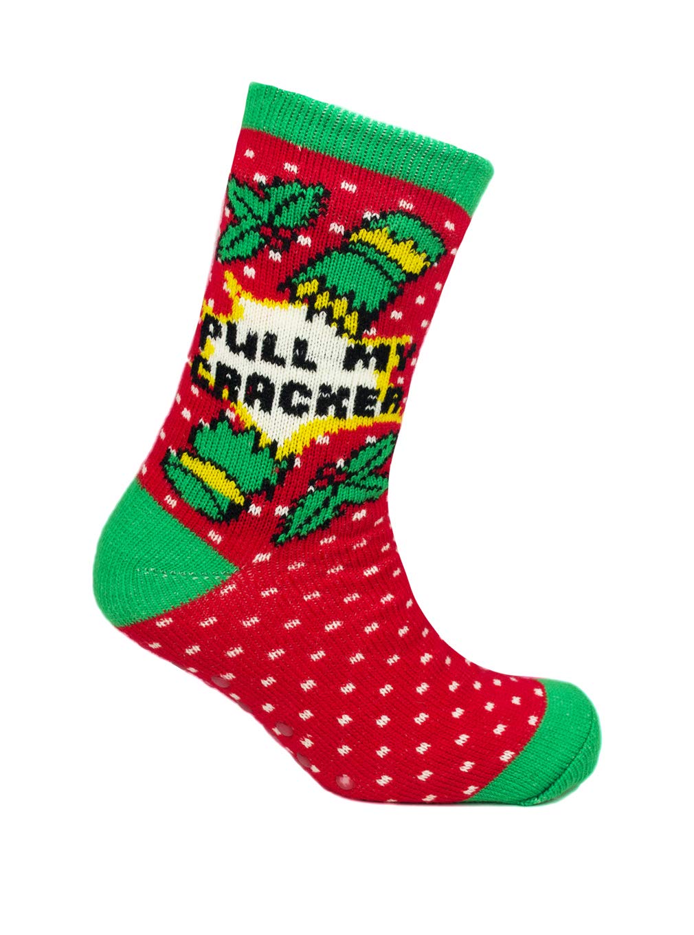 Men's Christmas Novelty Fleece-Lined Slipper Socks - Cracker Design - Warm Holiday House Shoes for Winter Indoor Comfort & Cozy Gift
