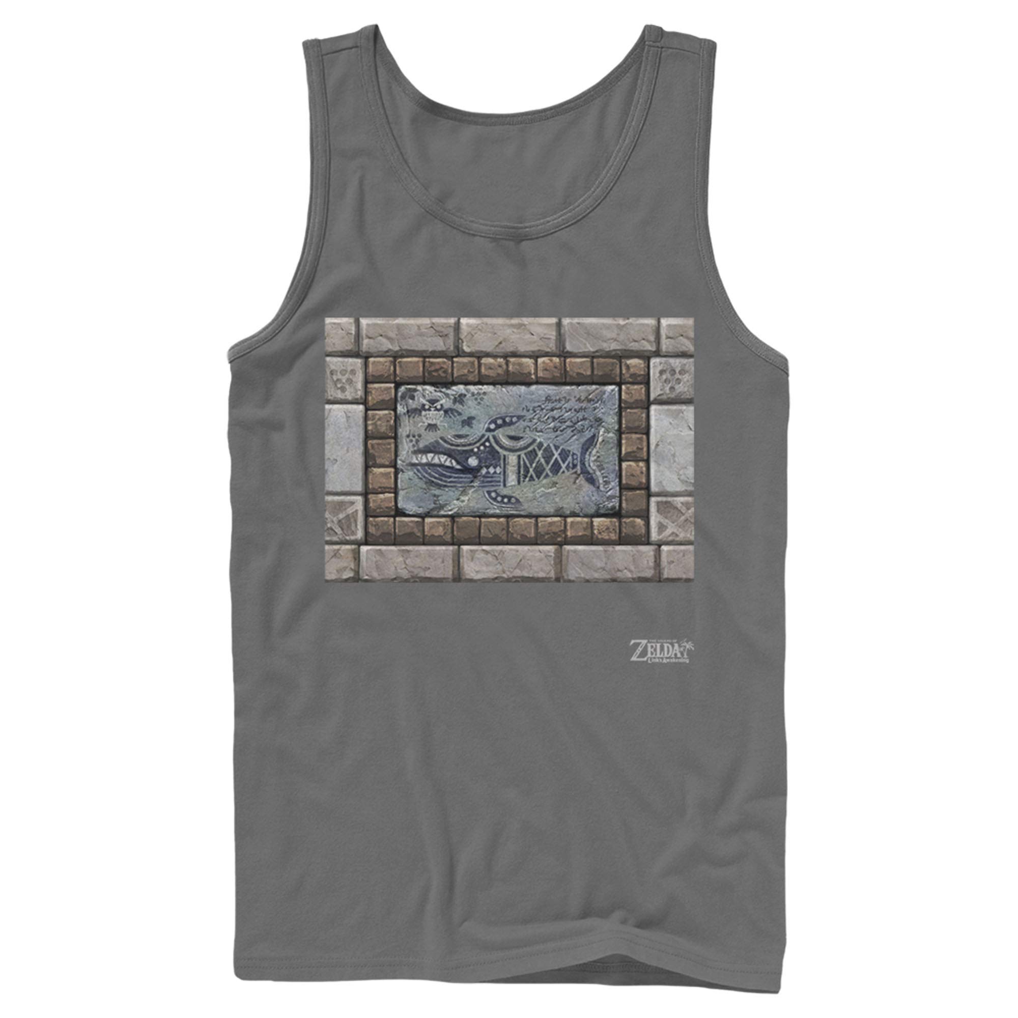 Men's Nintendo Legend of Zelda Link's Awakening Whale Stone Tablet Graphic Tank Top - Retro Gaming Tee for Fans & Cosplay