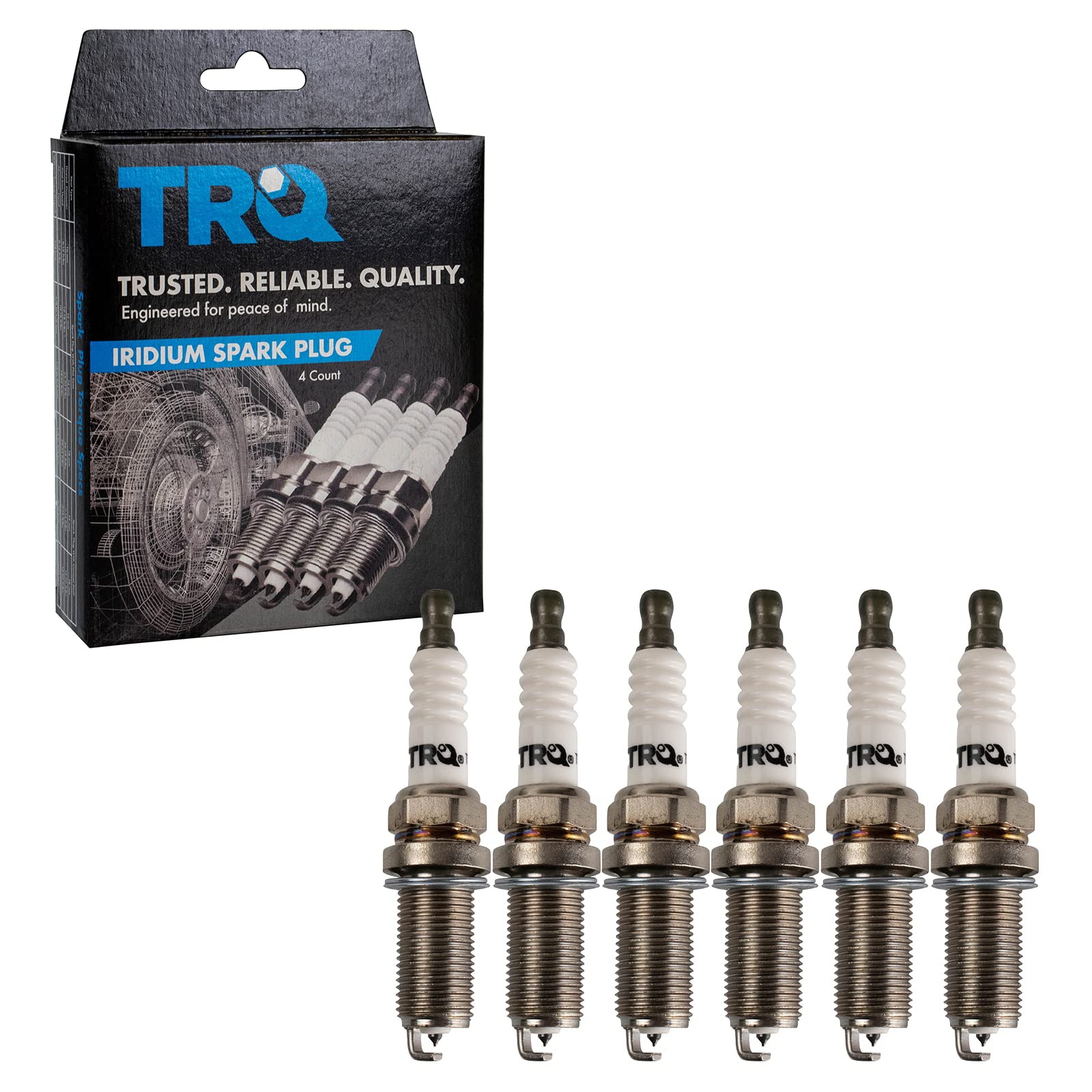 TRQ Iridium Spark Plugs - Premium Engine Tune Up Ignition Kit (6-Piece Set) for Improved Performance & Fuel Efficiency | Compatible with Most Cars, Trucks & SUVs | Perfect for DIY Auto Maintenance & Engine Optimization