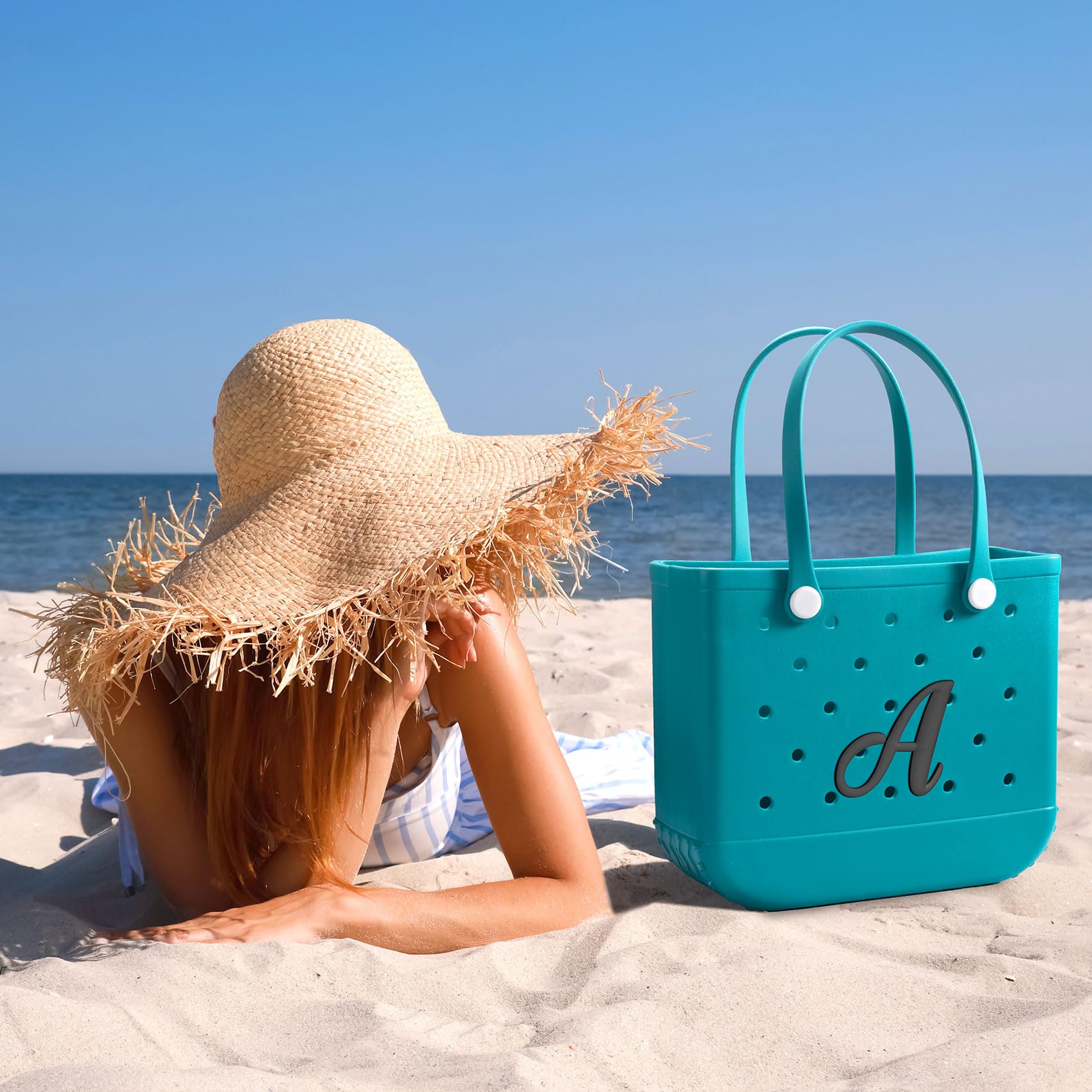 Joez Alphabet Letter Charms for Bogg Bag - Decorative Letter Accessories for Beach Bags, Totes & Handbags - Black | Perfect for Personalizing Beach Essentials, Pool Parties & Summer Accessories