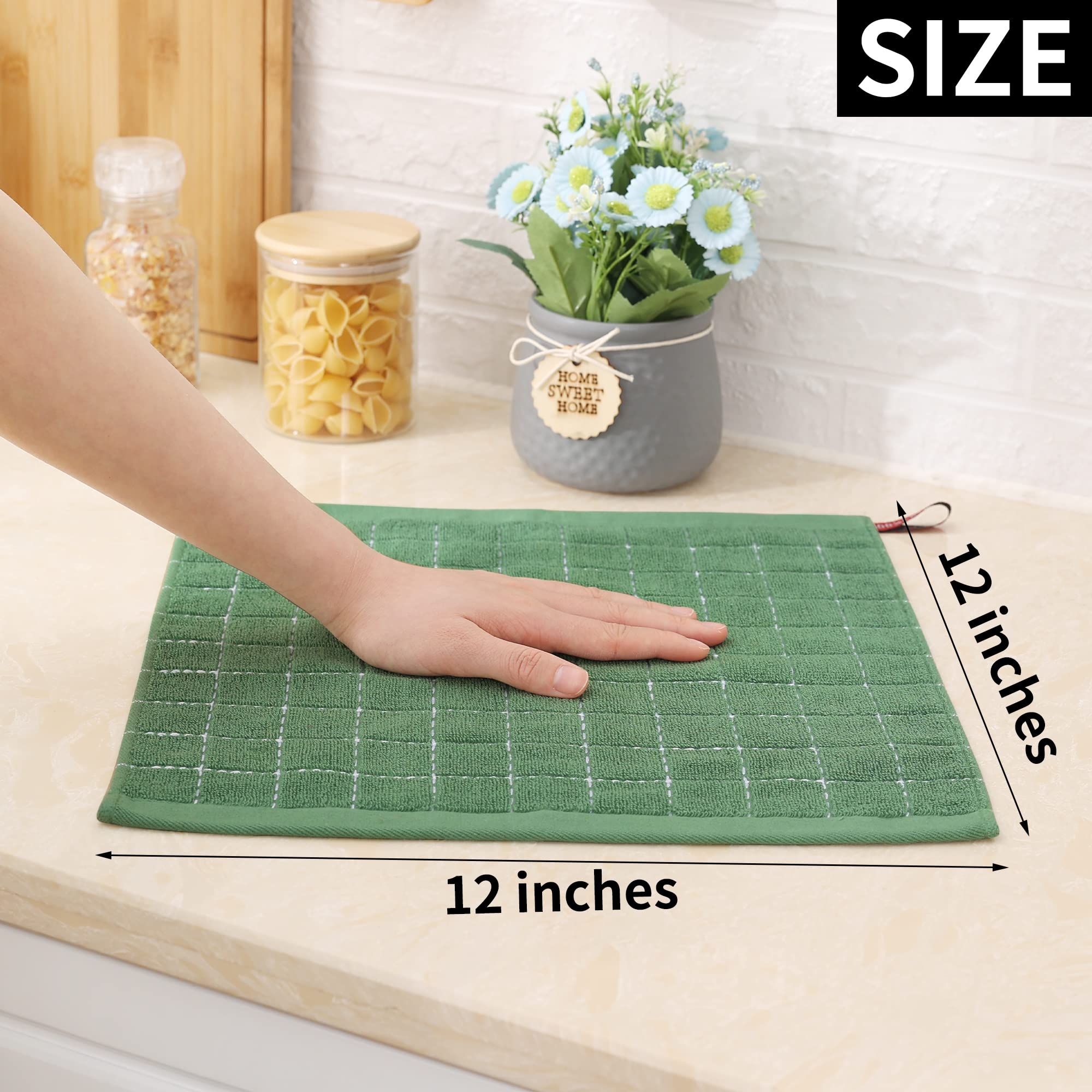 Homaxy 100% Cotton Terry Dish Cloths - Ultra Soft Absorbent Kitchen Towels (6 Pack) for Washing & Drying Dishes