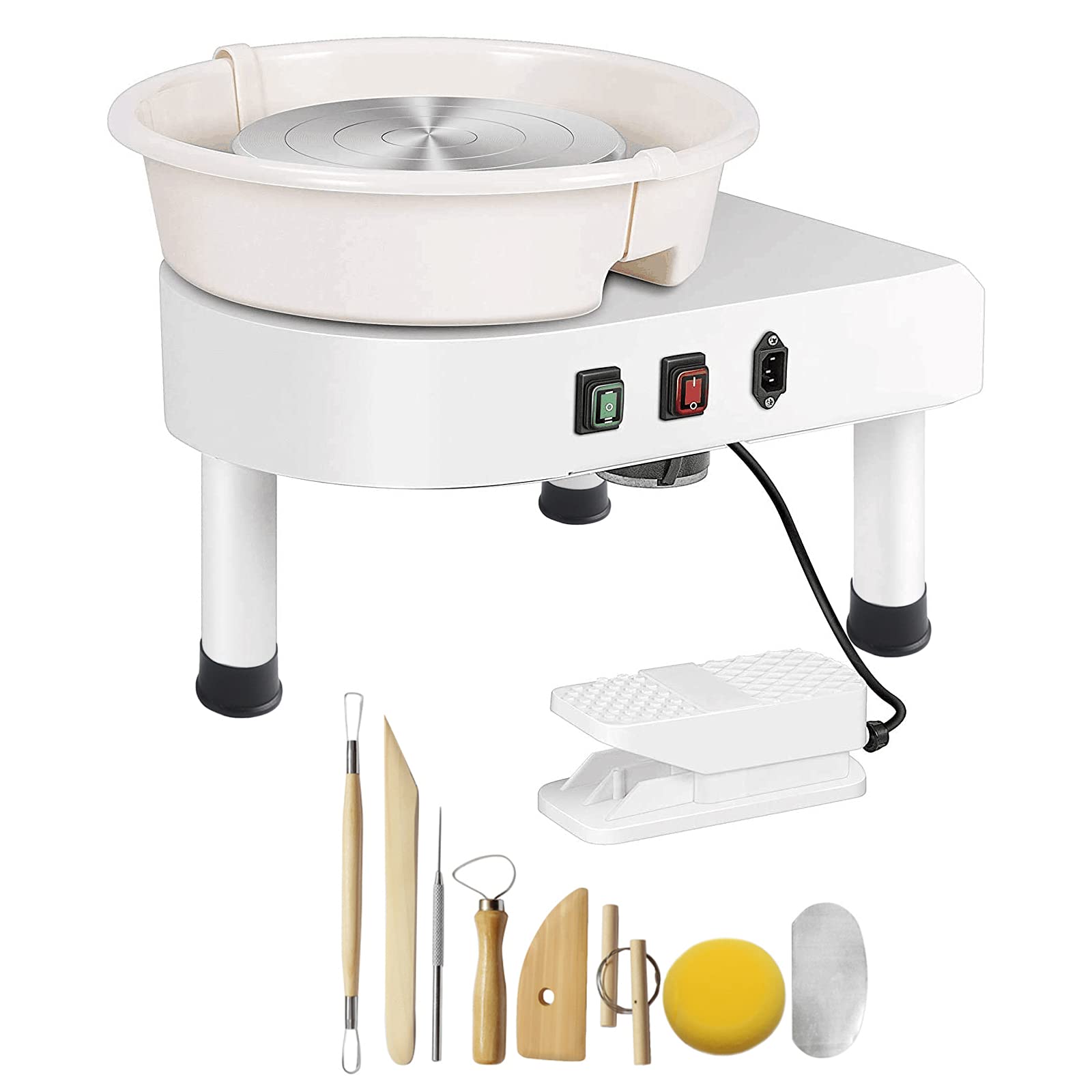 Electric Pottery Wheel Machine 350W - Heavy Duty Ceramic Potters Wheel with Foot Pedal & 10 Clay Shaping Tools - Perfect for Beginners, DIY Art Projects, Home Studio & Classroom Ceramic Making