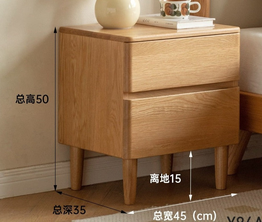 Solid Oak Wood Nightstand - Modern Bedside Table with Drawer for Bedroom, Living Room, or Guest Room - Durable & Stylish Home Furniture