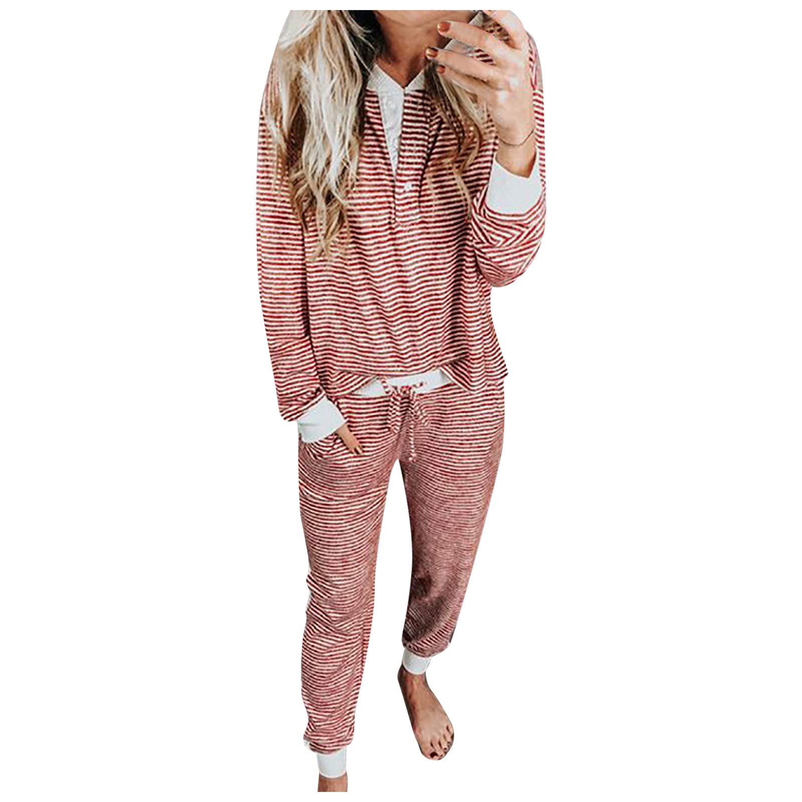 Printed Hoodie & Striped Leggings Set for Women - Sportswear Fashion Suit, Christmas Holiday Outfit for Gym, Running & Casual Wear