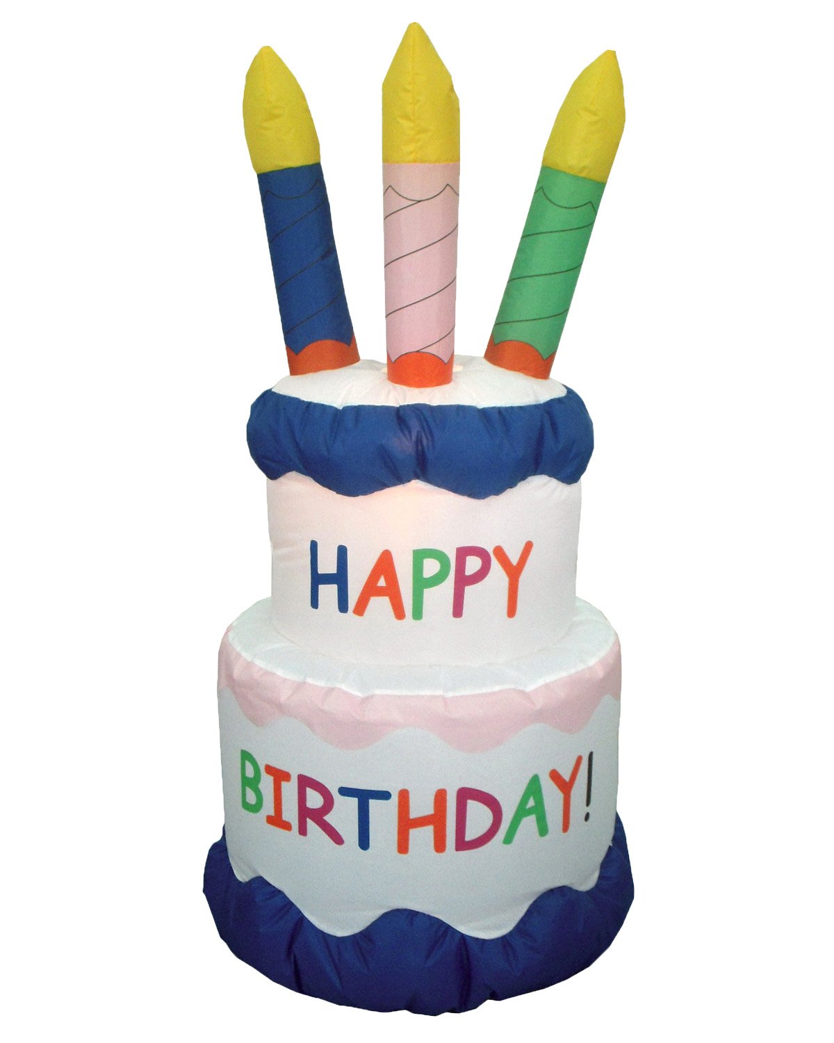 BZB Goods 6 Foot Inflatable Happy Birthday Cake with LED Lights - Outdoor Indoor Holiday Decor, Blow Up Lighted Yard Decoration for Giant Lawn, Home Garden & Party Favors | Perfect for Birthday Celebrations, Christmas Decorations & Backyard Parties