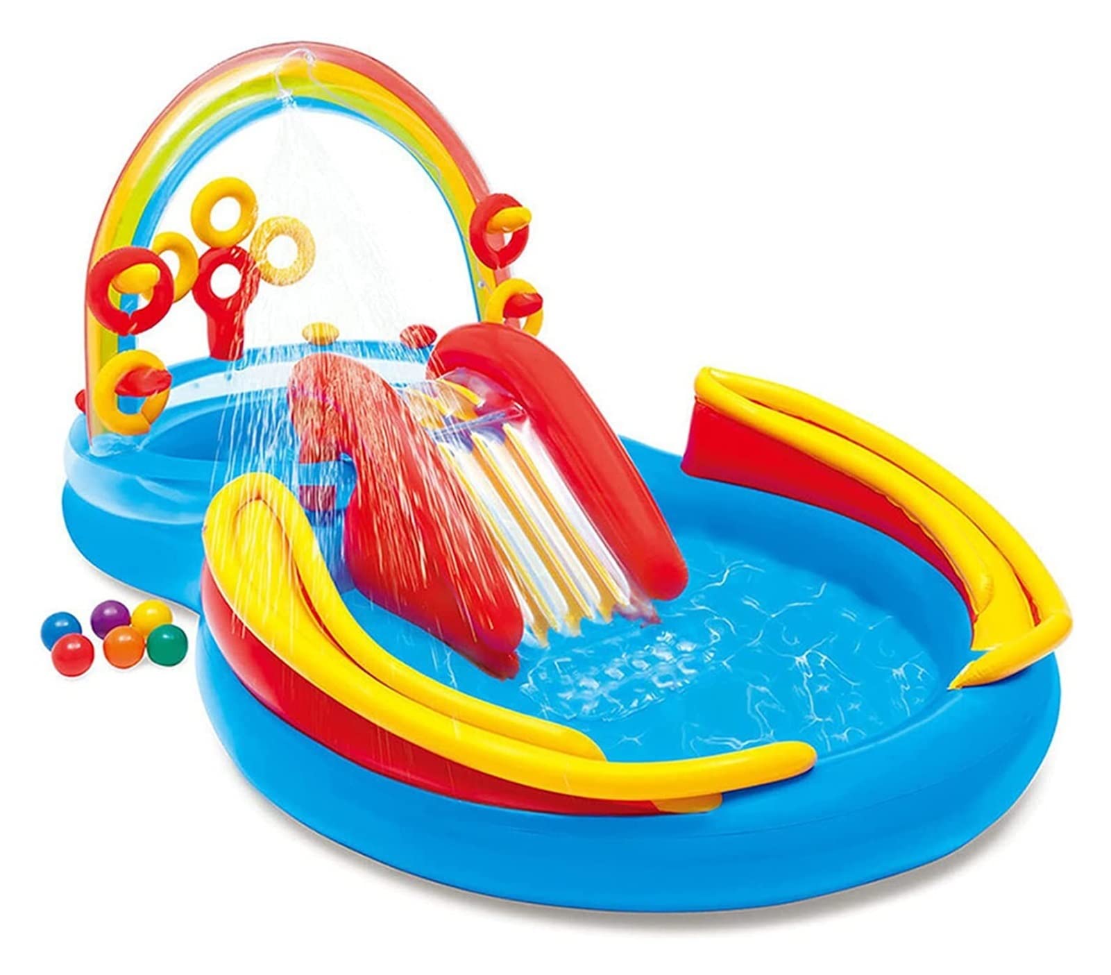 **Best Inflatable Swimming Pool for Kids with Rainbow Slide - Outdoor Water Spray Play Center for Toddlers & Children - Includes Inflatable Pump - Perfect for Backyard, Summer Fun & Family Gatherings**