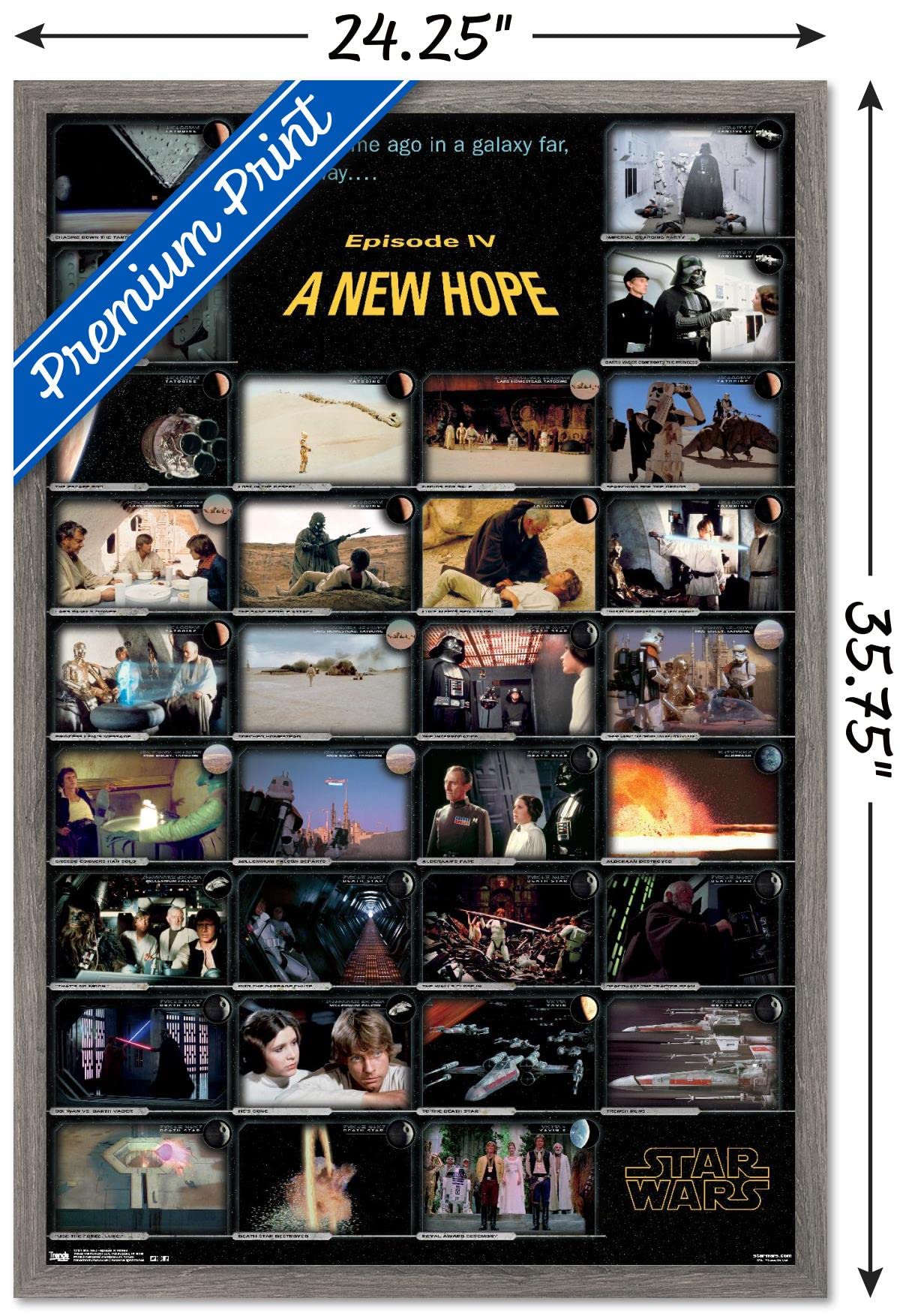 Star Wars: A New Hope Framed Wall Poster 22.375 x 34 Inches - Premium Barnwood Frame | Movie Decor for Home Theater, Bedroom & Office