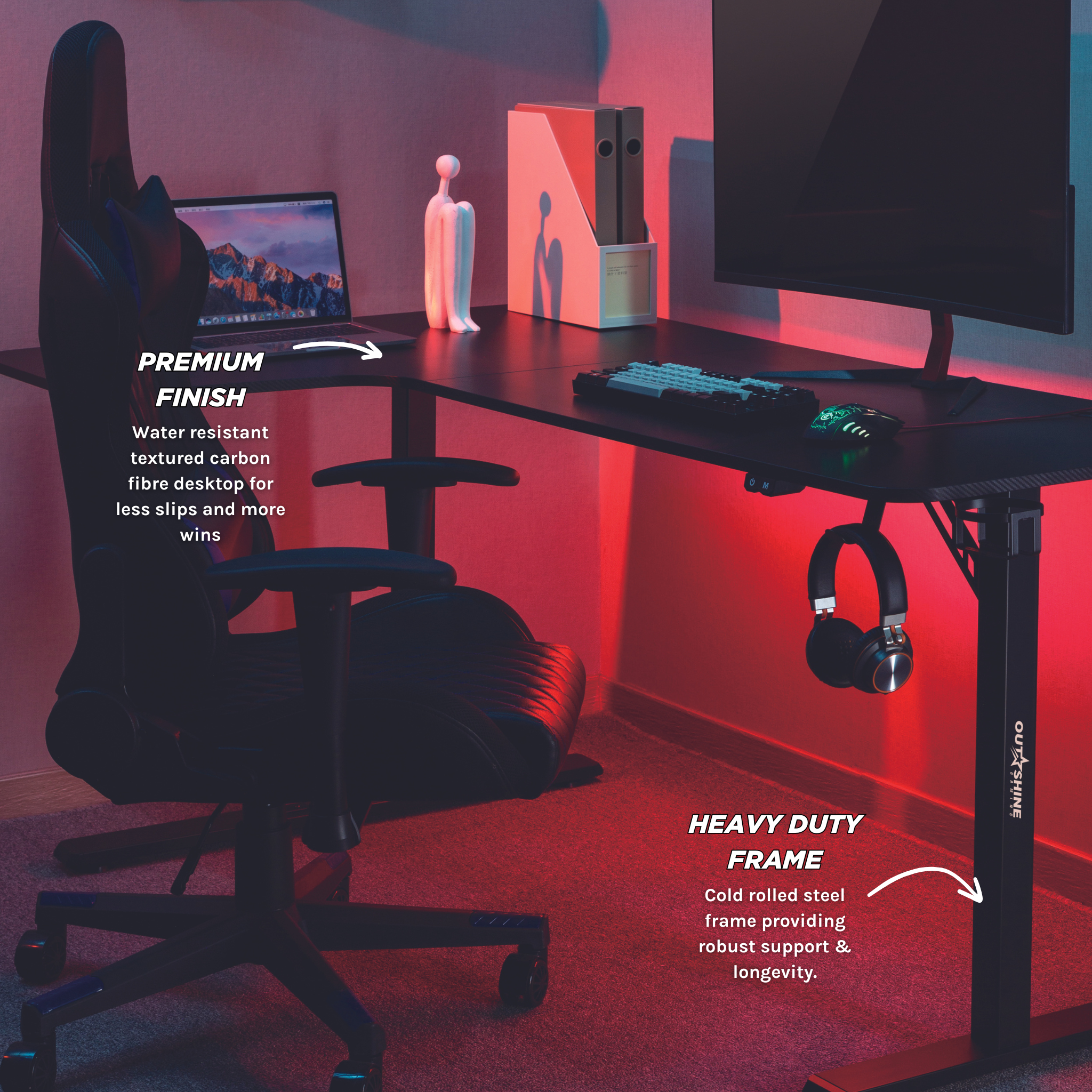 Citadel Gaming Desk V2 - 160cm Wide L-Shaped Computer Desk for PC Gamers | Ergonomic Home Office Setup with Cable Management | Perfect for Streaming & Esports