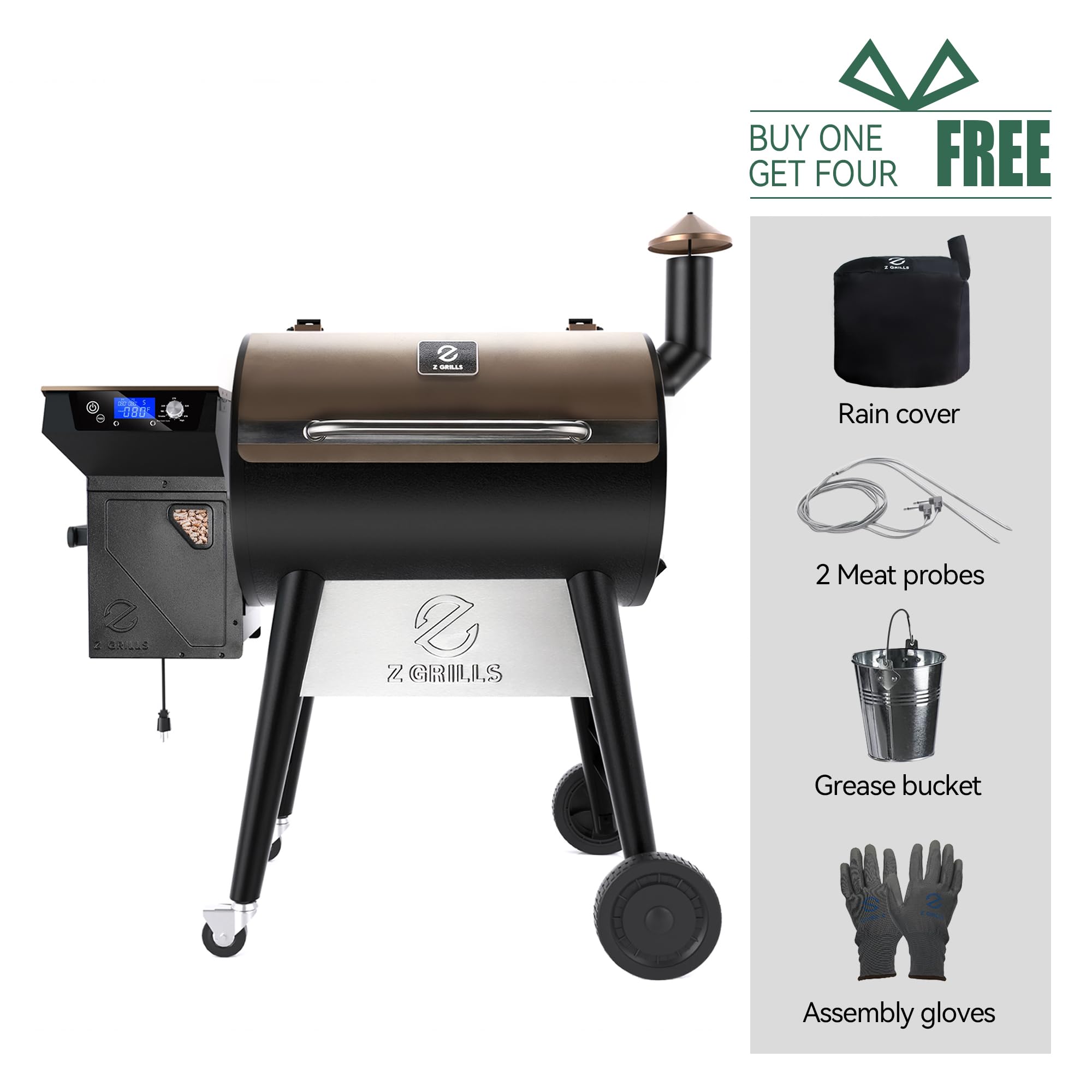 Z GRILLS 7002C Wood Pellet Grill Smoker with PID 2.1 Controller - 697 sq in Cooking Area, 2 Meat Probes & Rain Cover Included - Perfect for Backyard BBQ, Tailgating, and Outdoor Cooking Parties