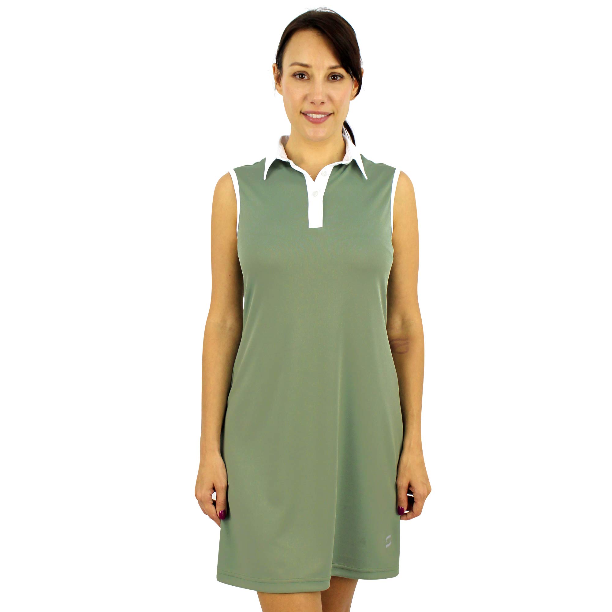 Women's Sleeveless Polo Sports Dress - Breathable Athletic Golf & Tennis Dress in Azure Blue, XX-Large - Perfect for Golfing, Tennis Matches & Summer Outdoor Activities