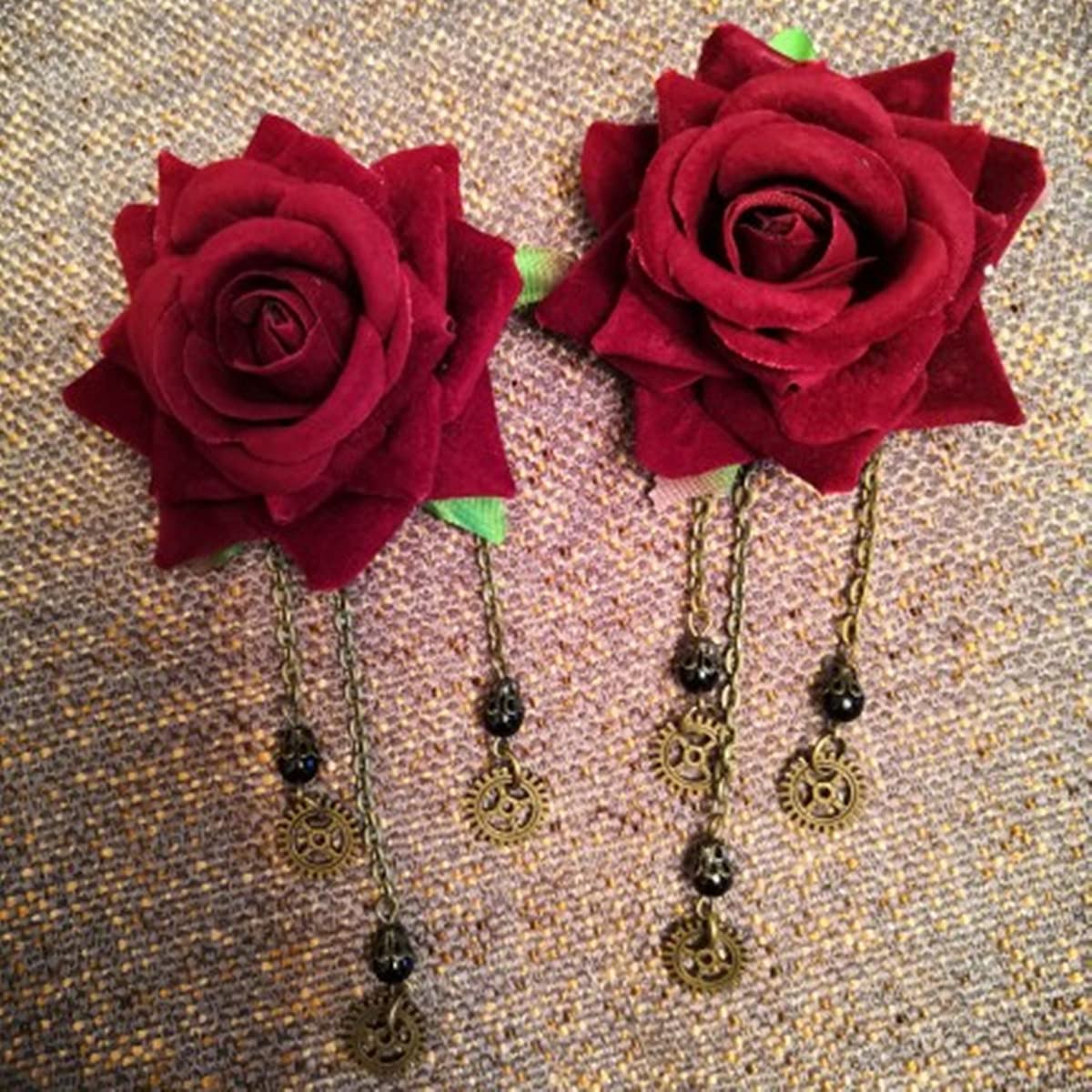 Gothic Punk Dangle Earrings for Women - Rose Flower Hook Earrings | Perfect for Halloween, Cosplay, and Alternative Fashion Outfits