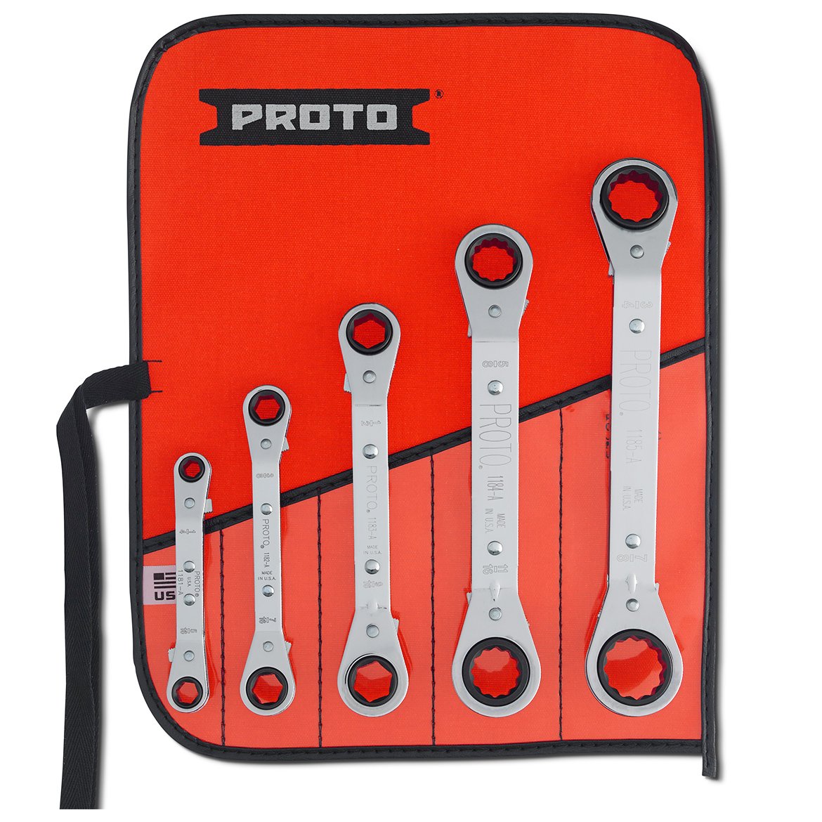 5-Piece Reversible Ratcheting Wrench Set - 6-Point & 12-Point - Professional Grade for Automotive Repair & DIY Projects