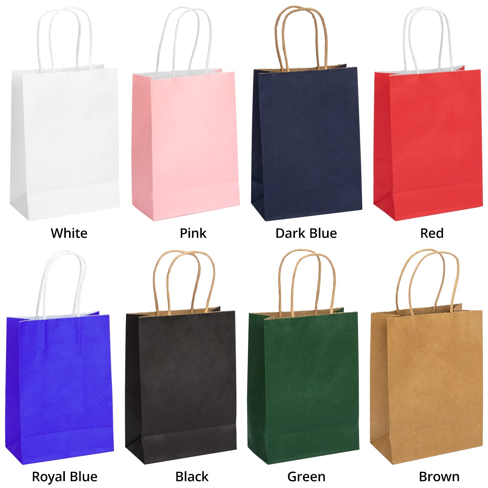 100 Pack 5.9x3.15x8.26 Inch Small Red Gift Bags with Handles - Bulk Kraft Paper Party Favor Bags for Birthday, Wedding, Baby Shower & Retail Shopping | Perfect for Candy, Small Gifts & Business Promotions
