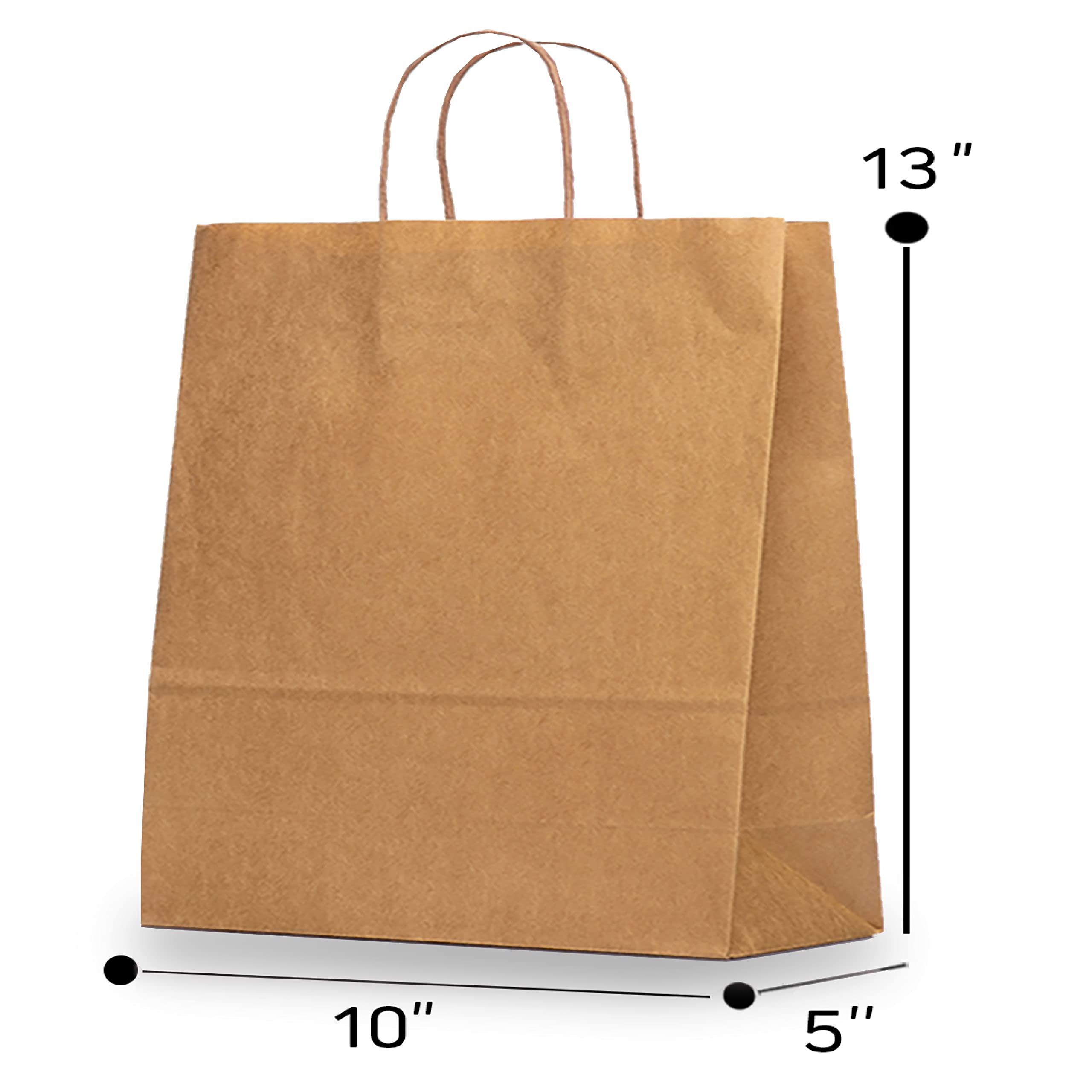Eco-Friendly Kraft Paper Bags with Twisted Handles - 10x5x13 Inches Bulk Brown Gift Bags (100 Pack) - Perfect for Retail Packaging, Party Favors & Sustainable Shopping