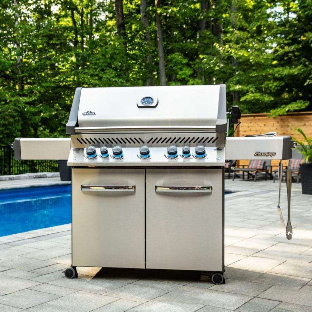 Napoleon Prestige 665 Freestanding Gas Grill with Infrared Rear Burner, Side Burner & Rotisserie Kit - Perfect for Backyard BBQs, Outdoor Cooking & Entertaining
