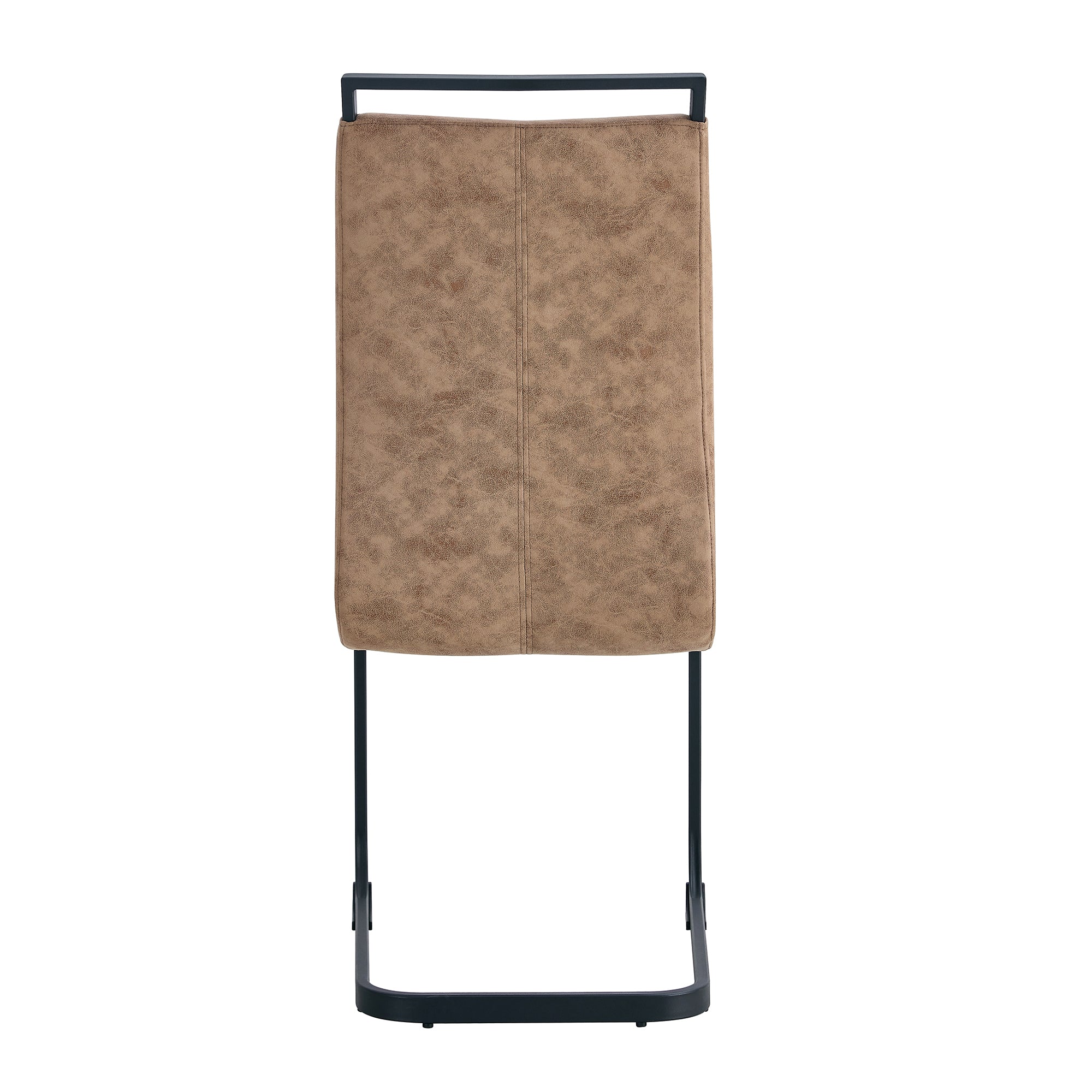 High Back Upholstered Dining Chairs Set of 2 - Modern Tech Fabric C-Shaped Tube Design with Black Metal Legs for Kitchen, Dining Room, Office, Patio & Guest Seating | Comfortable & Stylish Brown Chairs for Home Decor
