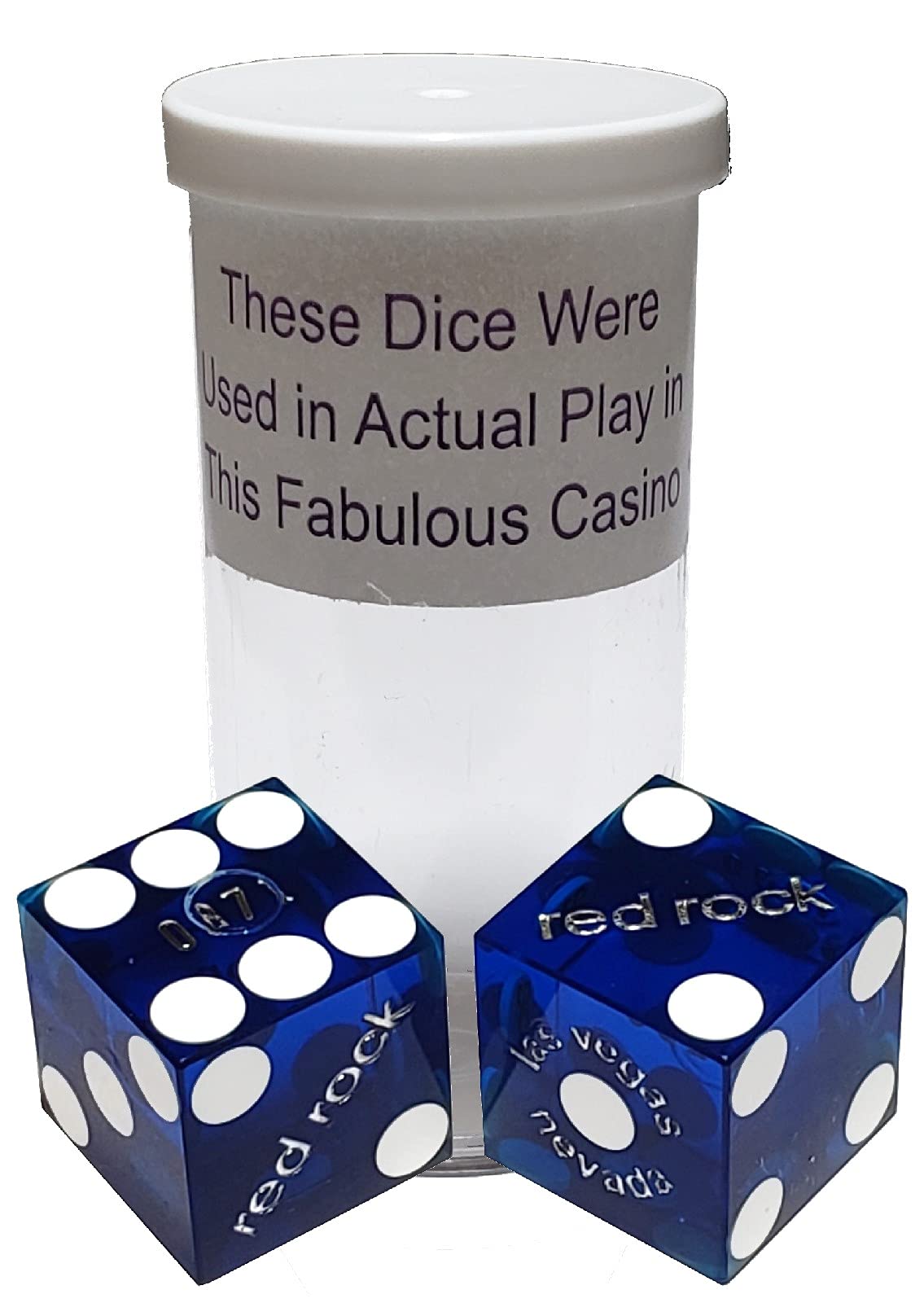 19mm Professional Craps Dice Set - Matching Serial Numbers, Authentic Las Vegas Casino Quality (Blue Polished) - Perfect for Casino Night, Table Games and Home Gambling Entertainment