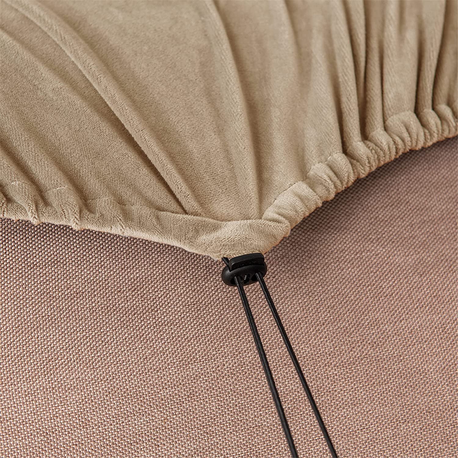 Stretch Velvet 5-Piece Loveseat Sofa Cover Set - 2 Seater Couch Slipcover with Separate Backrests & Cushion Cover, Elastic Band for Pets & Kids (Sand Color) - Perfect for Living Room, Apartment & Pet-Friendly Homes