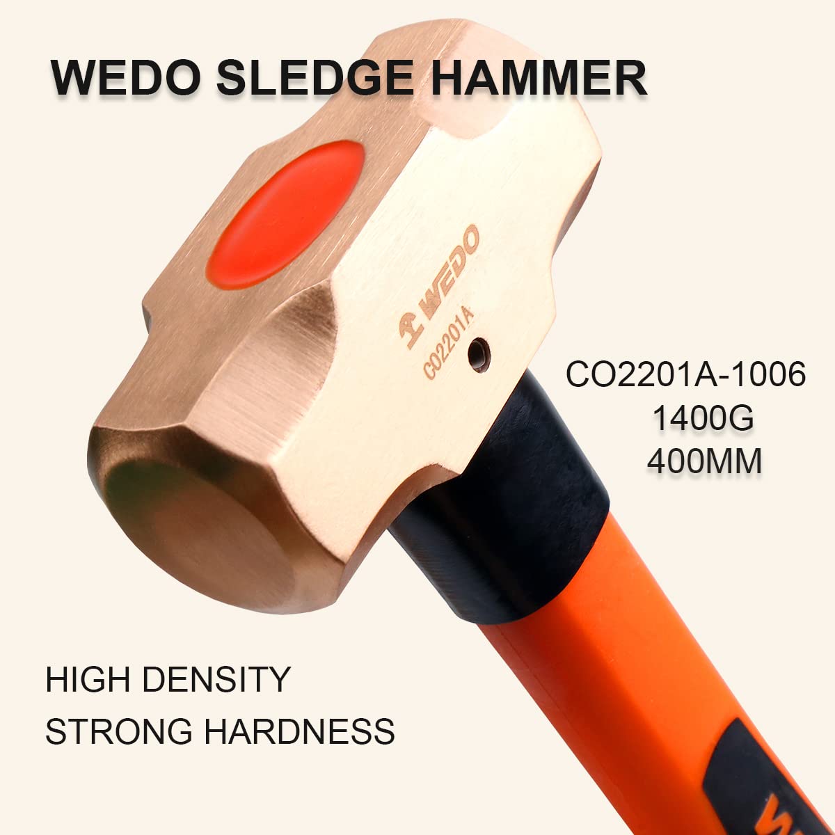 WEDO 4-Piece Copper Hammer Set with Fiberglass Handle - 1lb & 2lb Ball Pein Hammers, 3lb Sledge Hammer, 2lb Drum Hammer for Metalworking, Woodworking, and DIY Home Improvement Projects