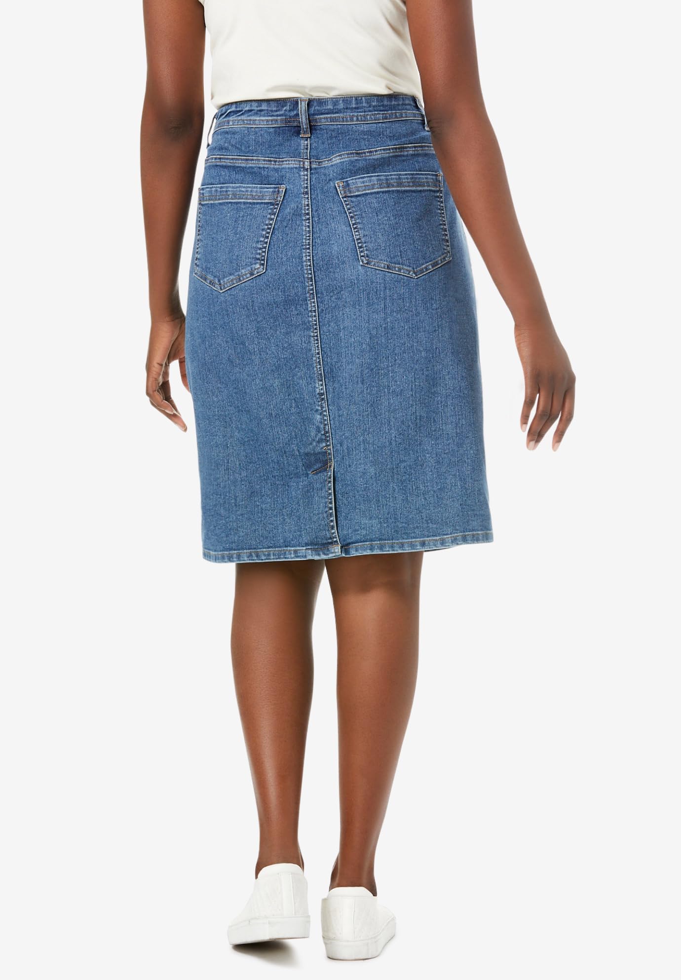Jessica London Women's Plus Size True Fit A-line Denim Short Mini Skirt - Size 28, Medium Stonewash | Comfortable Stretch Denim for Casual Outfits, Summer Wear & Date Nights