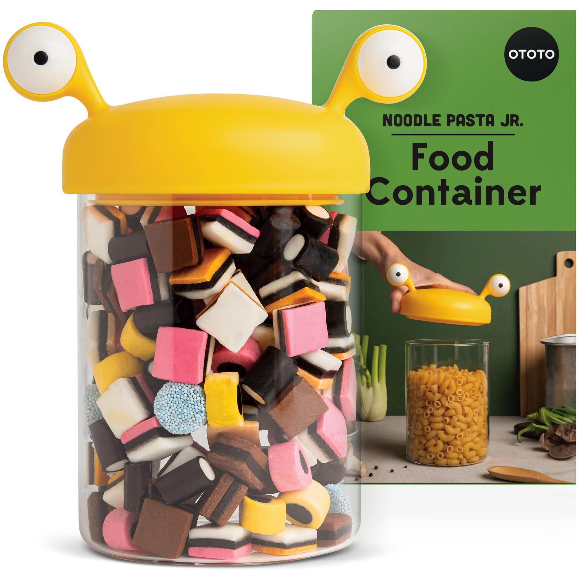 OTOTO Noodle Monster Glass Pantry Storage Containers with Lids - Airtight Pasta & Spaghetti Food Canisters - Kitchen Organization Gadgets for Pantry, Countertop & Meal Prep