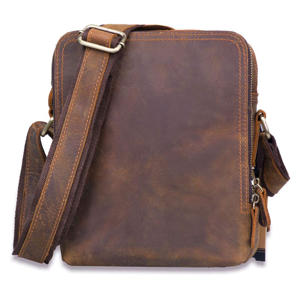 Xinmier Brown Leather Business Shoulder Bag - Stylish Crossbody Purse with Large Capacity & Anti-Theft Design - Perfect for Work, Travel & Daily Commute