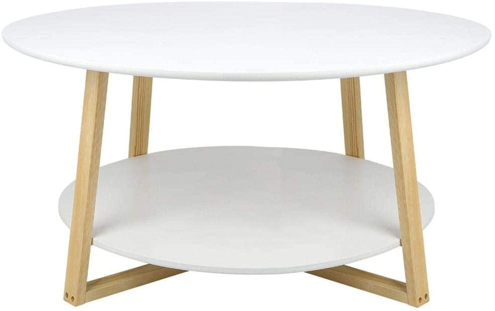 2-Tier Round Wooden Nightstand - 35.4
