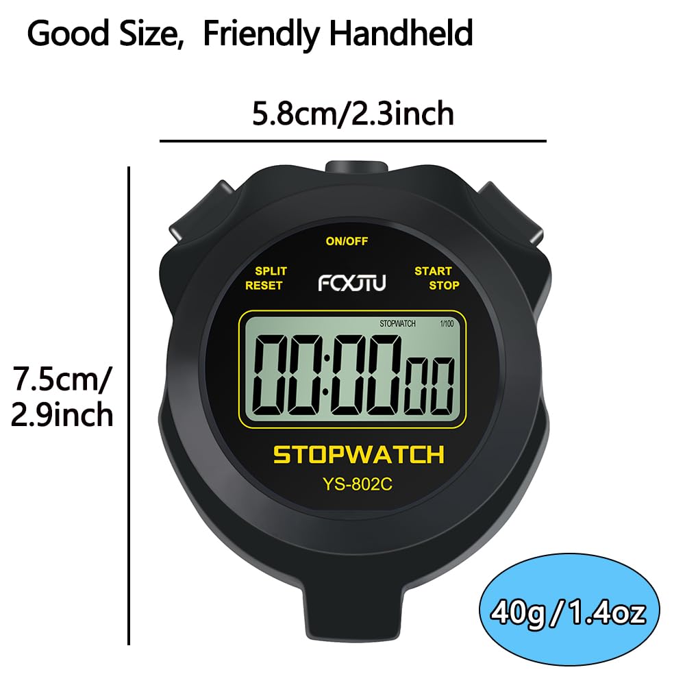 FCXJTU Digital Stopwatch Timer - Silent, No Alarm, Large Clear Display for Swimming, Running, Training - Perfect for Coaches, Referees, Teachers & Kids (Simple ON/Off Operation)