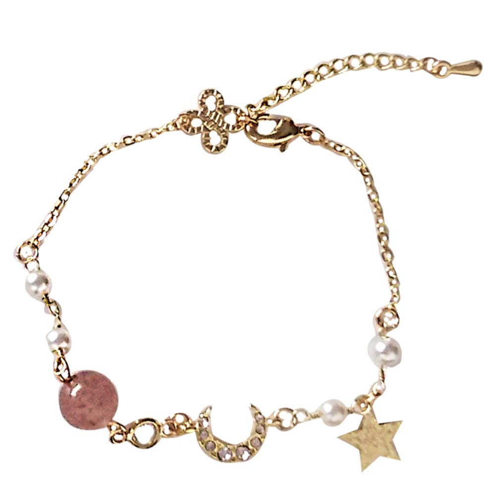 Angel3292 Christmas Jewelry Set - Elegant Rhinestone Star & Moon Beaded Charm Bracelet for Women, Fashion Bangle Gift for Holiday Party, Date Night & Special Occasions