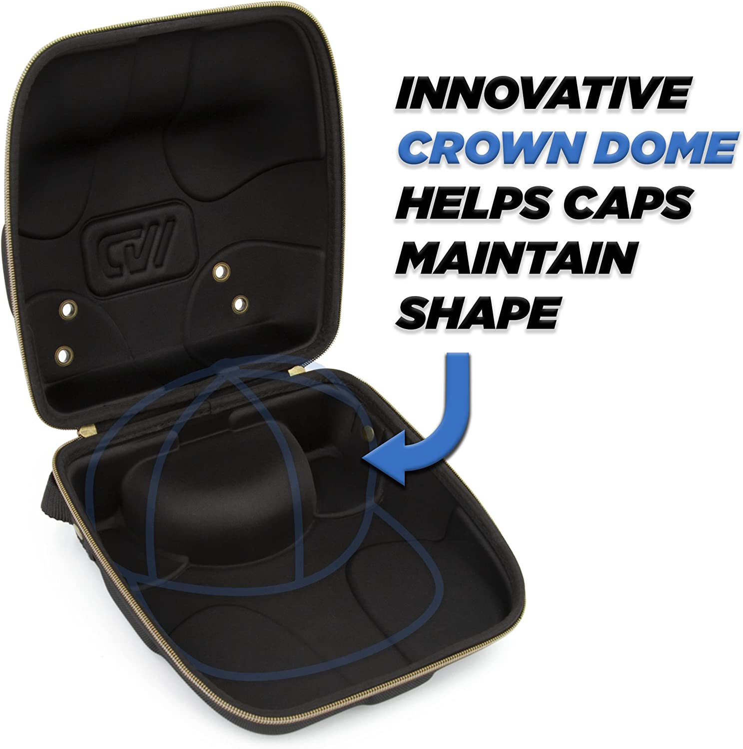 CASEMATIX Hard Shell Baseball Cap Travel Case - Holds 4 Hats with Carabiner & Handle - Portable Hat Storage Organizer for Travel, Sports, and Outdoor Adventures