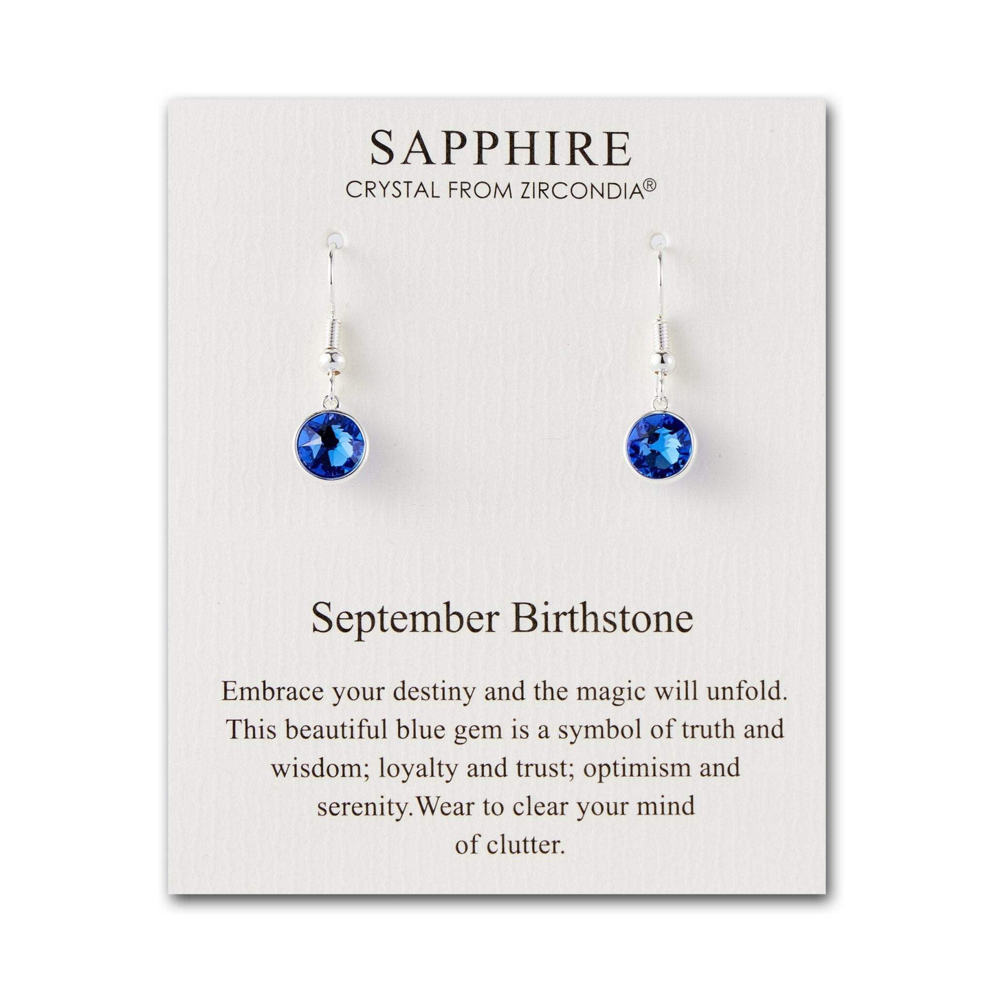Sapphire Zirconia Drop Earrings - September Birthstone Jewelry for Women