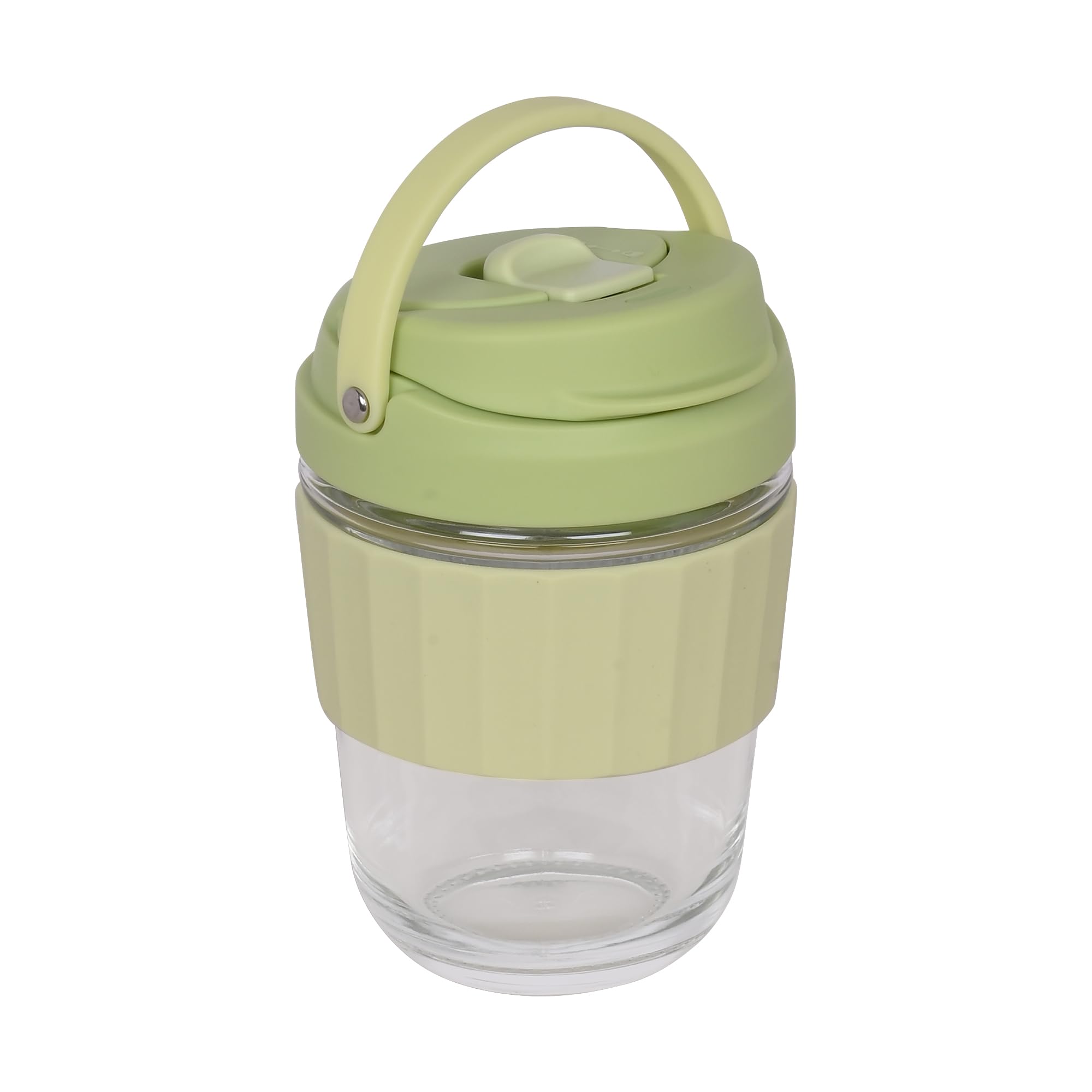**Microwave Safe Glass Coffee Mug with Lid - 12oz Leakproof Travel Tumbler for Hot & Cold Drinks - Ideal for Coffee, Tea, Juice, Detox Water - Perfect for Office, Commute & Outdoor Use (Green, 340ml)**