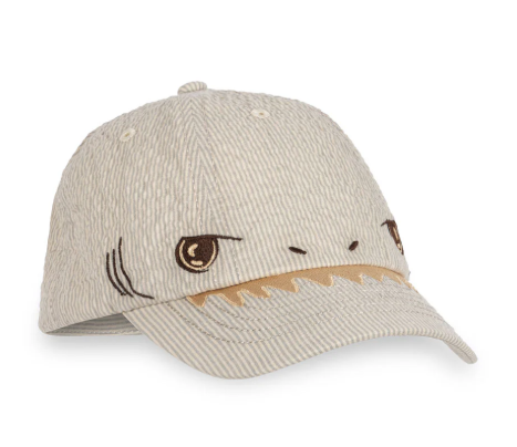 KONGES SLOJD Elliot Shark Cap for Kids (12 Months to 8 Years) - Soft Cotton Sun Hat for Beach, Pool & Outdoor Play