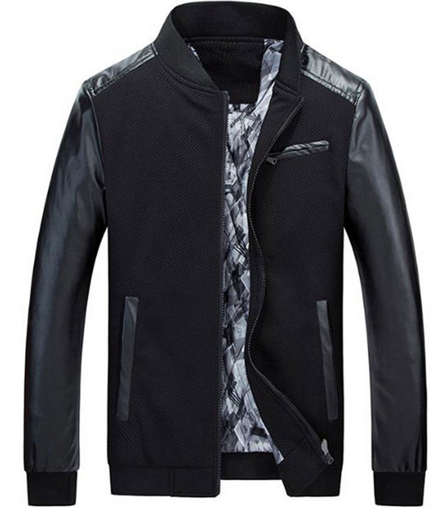 Men's Lightweight PU Leather Stand Collar Jacket - Stylish Slim Fit Coat for Casual Wear, Outdoor Activities & Daily Fashion