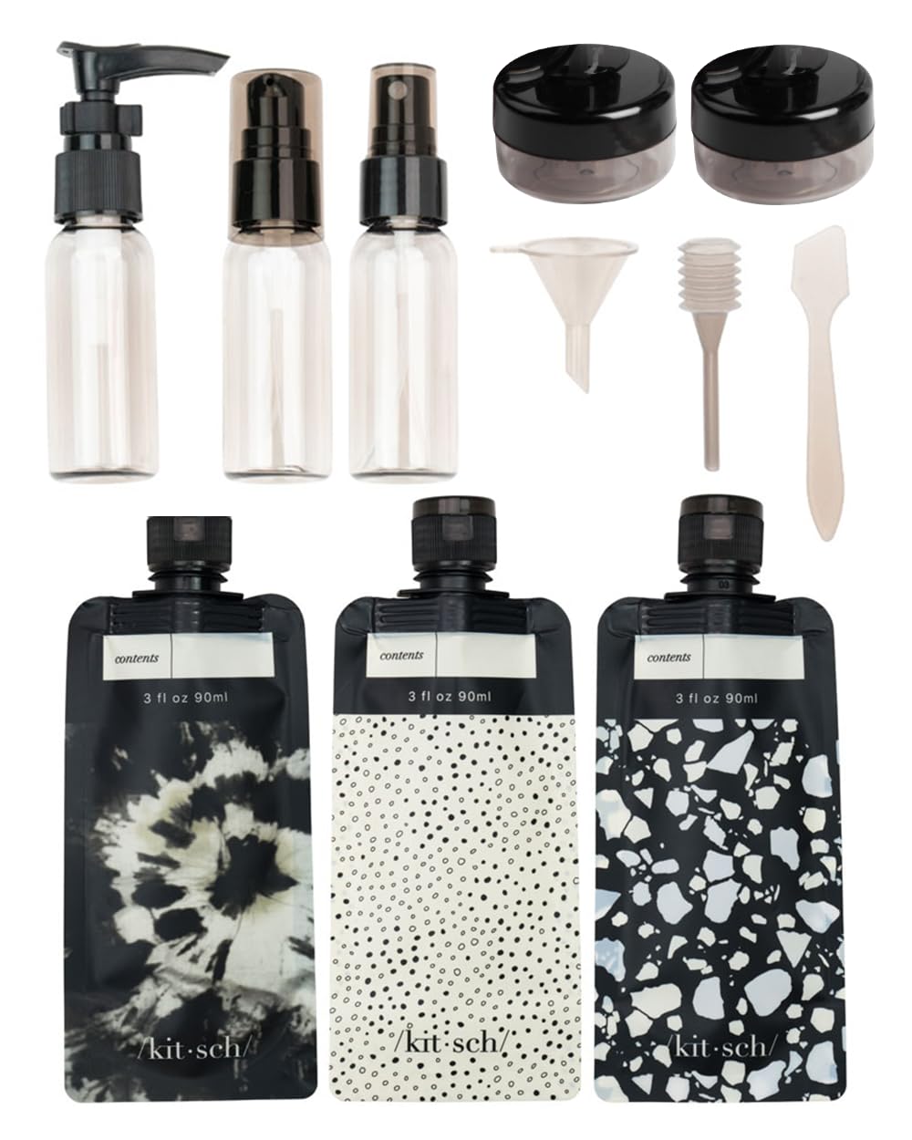Kitsch TSA Approved Travel Bottles Set - 11 Pack Leak-Proof Refillable Containers for Shampoo, Conditioner & Lotion | Perfect for Airplane Carry-On, Gym & Vacation Essentials Kit