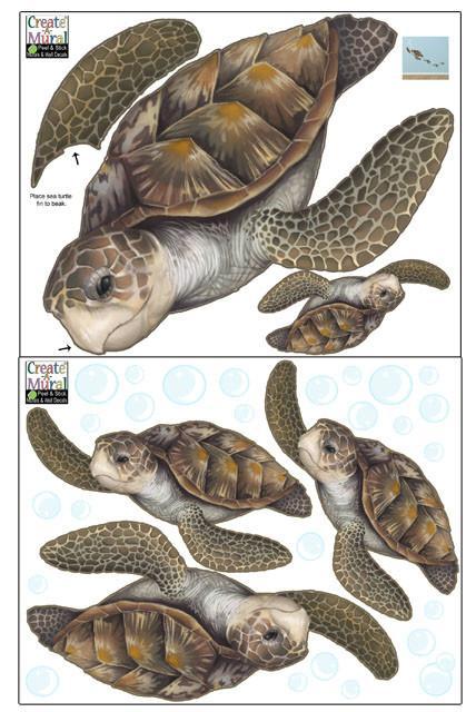 Sea Turtle Family Wall Decals - Removable Vinyl Stickers for Kids Room Decor, Nursery, Classroom & Beach Themed Home Decor