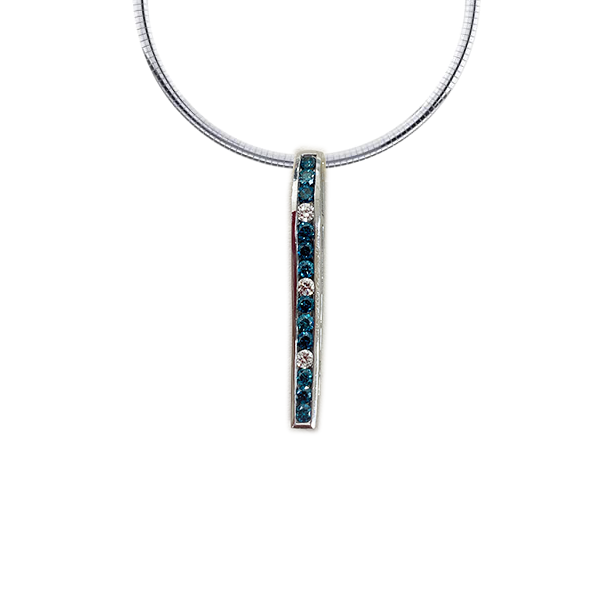14K White Gold Blue Diamond Pendant Necklace for Women - Elegant Jewelry Gift for Birthday, Anniversary & Special Occasions