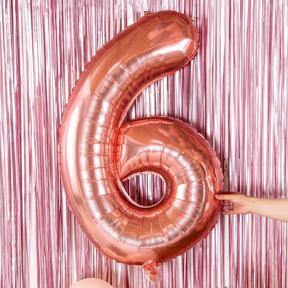 Balloonify Rose Gold Mylar Number 6 Balloon - 40 Inch Large Foil Balloon for Birthday Party Decorations, Baby Showers & Anniversary Celebrations (1 Count)