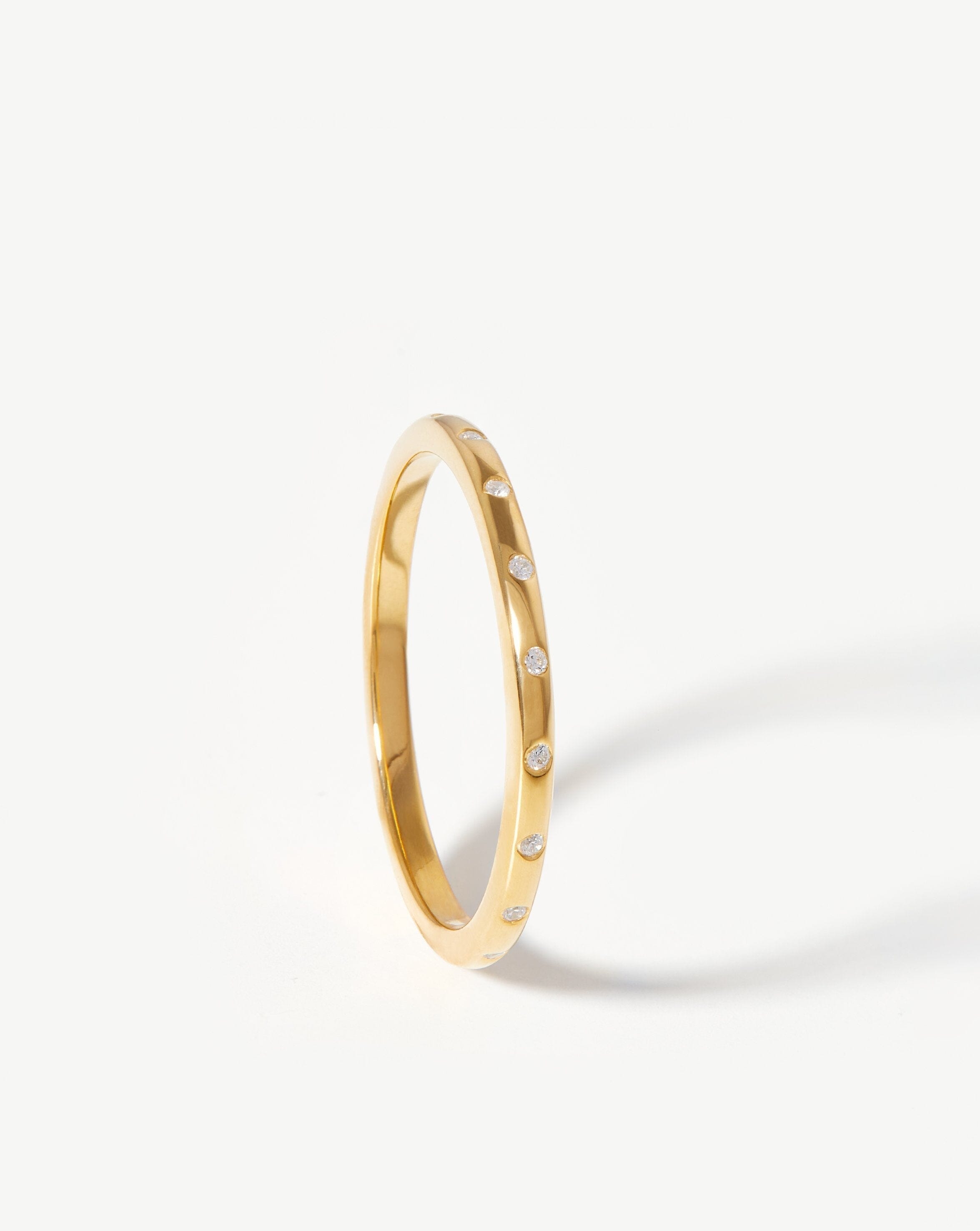 18K Gold Vermeil Solar Studded Ring with Cubic Zirconia - Elegant Stackable Jewelry for Women, Perfect for Everyday Wear & Special Occasions