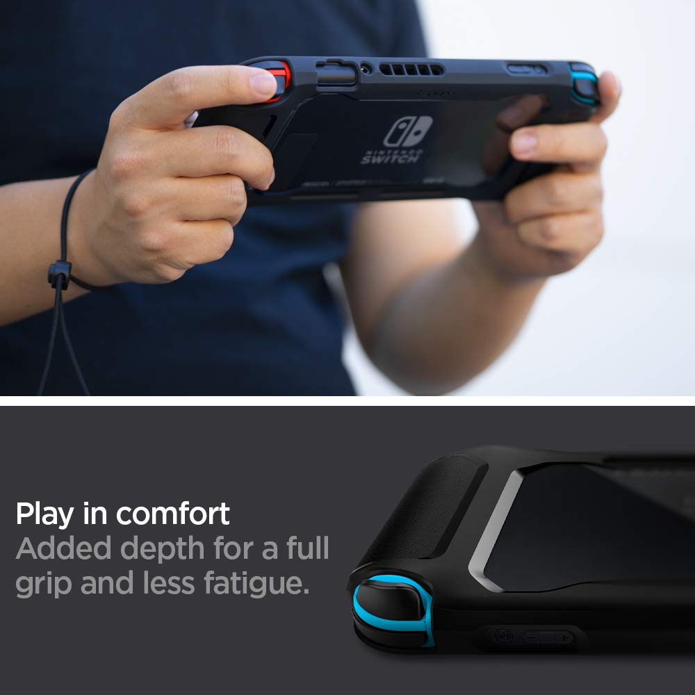 Spigen Rugged Armor Case for Nintendo Switch - Matte Black Protective Cover | Durable Shockproof Gaming Case for Travel & Home Use